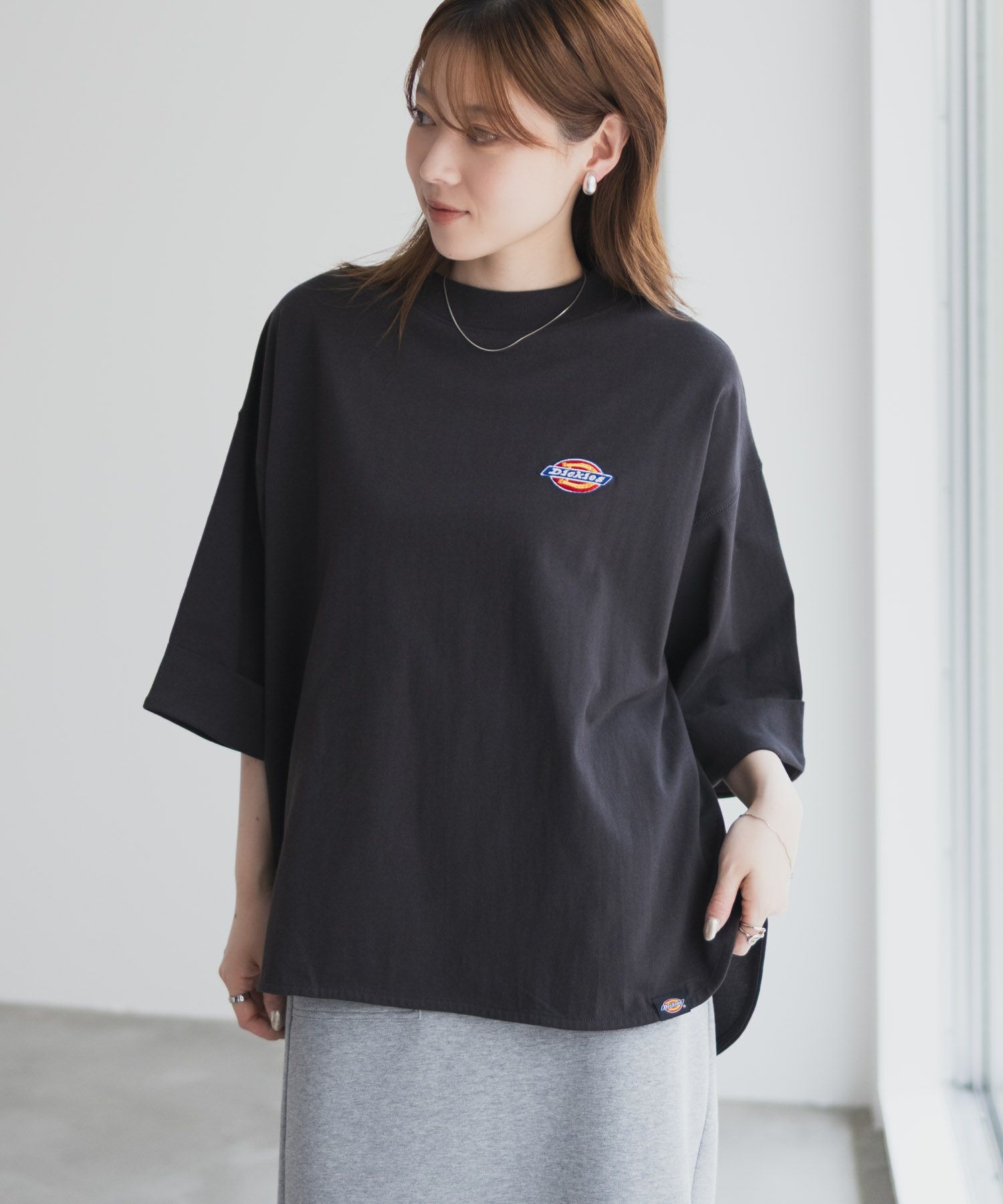 Dickies  刺繍6分袖ロールアップTシャツ レディース メール便 対応商品商品サムネイル-5