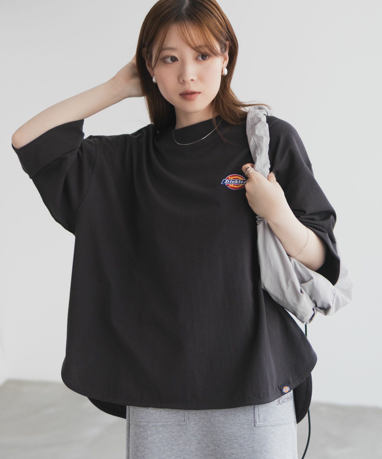 Dickies  刺繍6分袖ロールアップTシャツ レディース メール便 対応商品商品画像-7