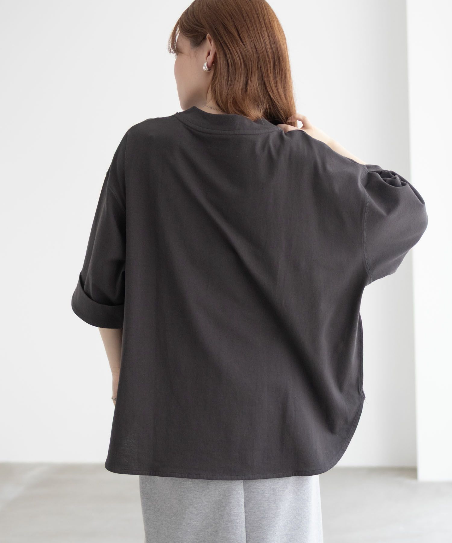Dickies 刺繍6分袖ロールアップTシャツ レディース メール便 対応商品商品画像-9