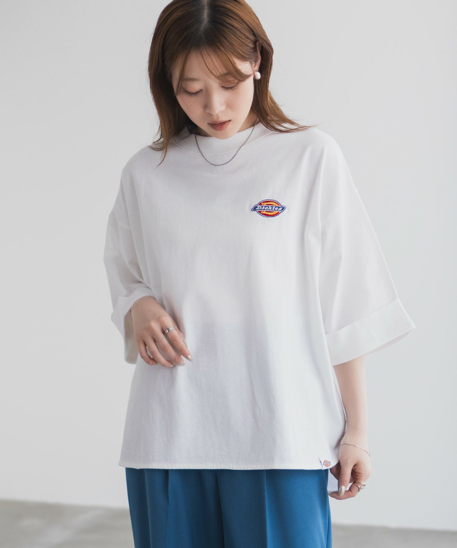 Dickies 刺繍6分袖ロールアップTシャツ レディース メール便 対応商品商品画像-11