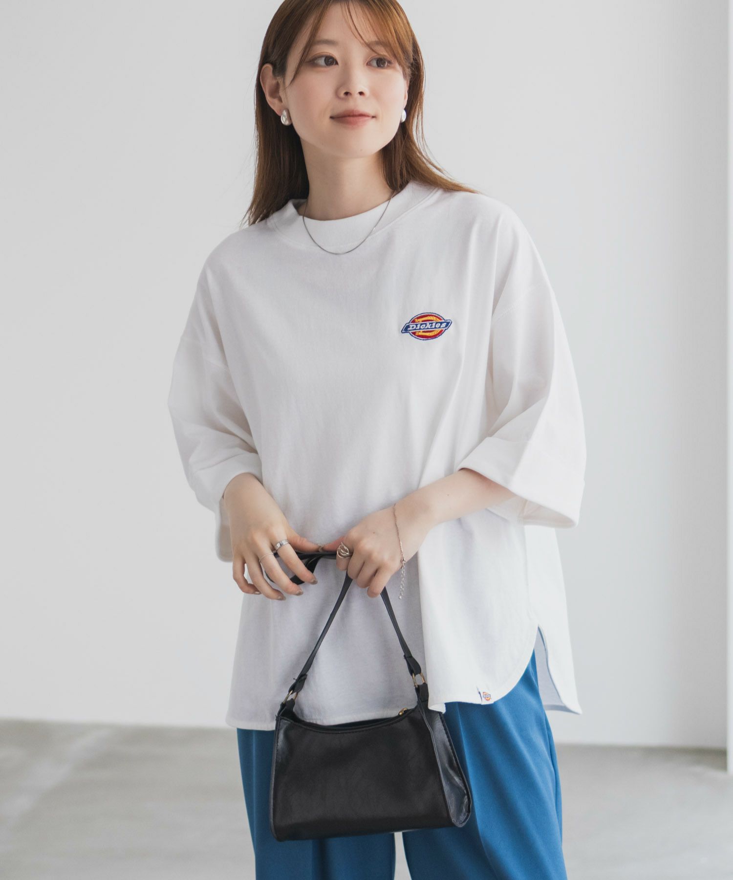Dickies 刺繍6分袖ロールアップTシャツ レディース ネコポス 対応商品
