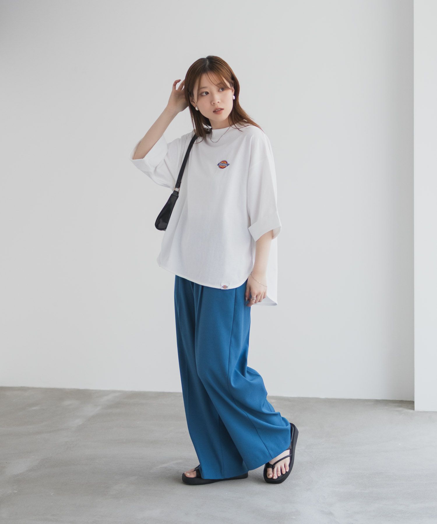 Dickies 刺繍6分袖ロールアップTシャツ レディース メール便 対応商品商品画像-14