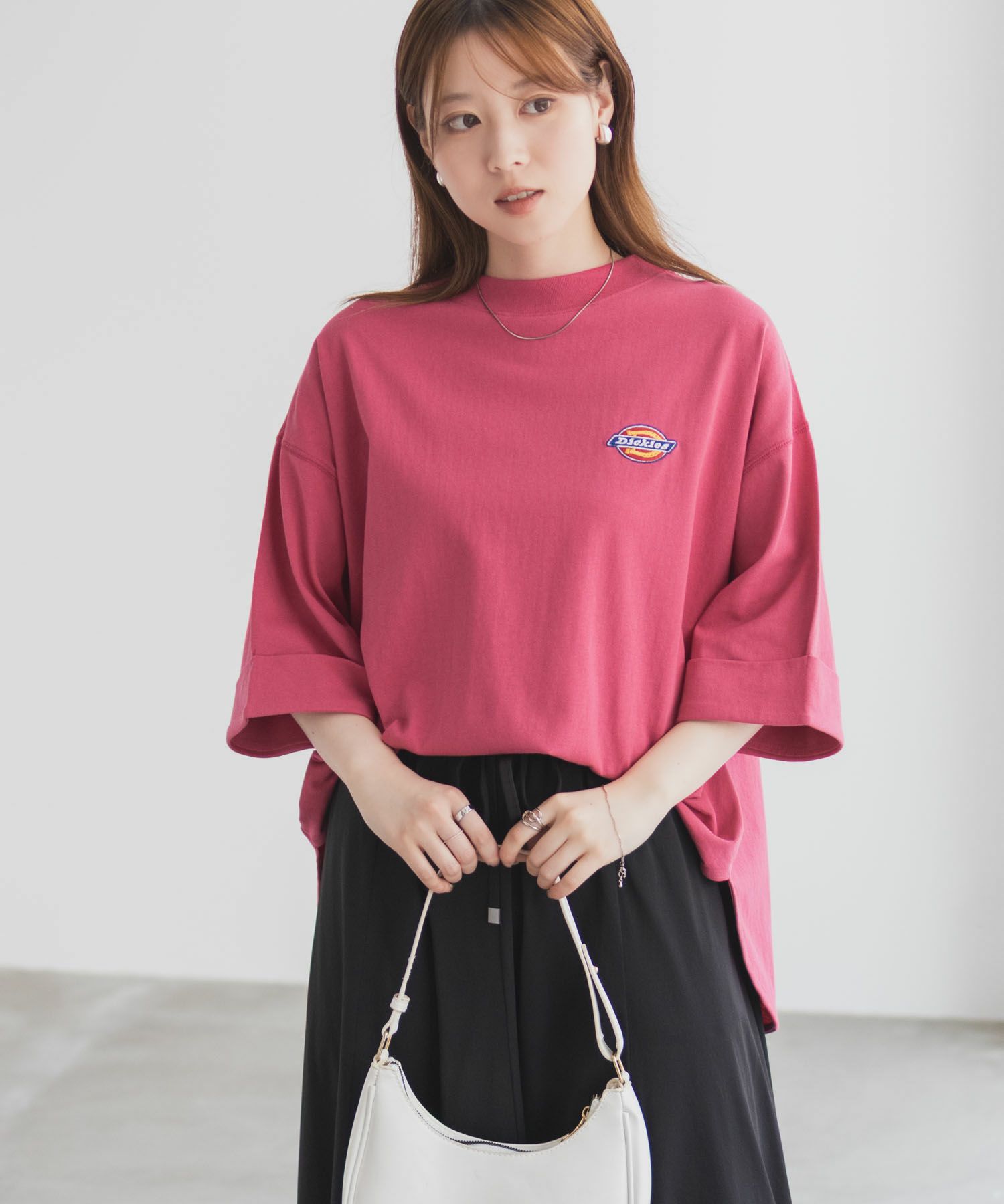 Dickies 刺繍6分袖ロールアップTシャツ レディース メール便 対応商品商品画像-17