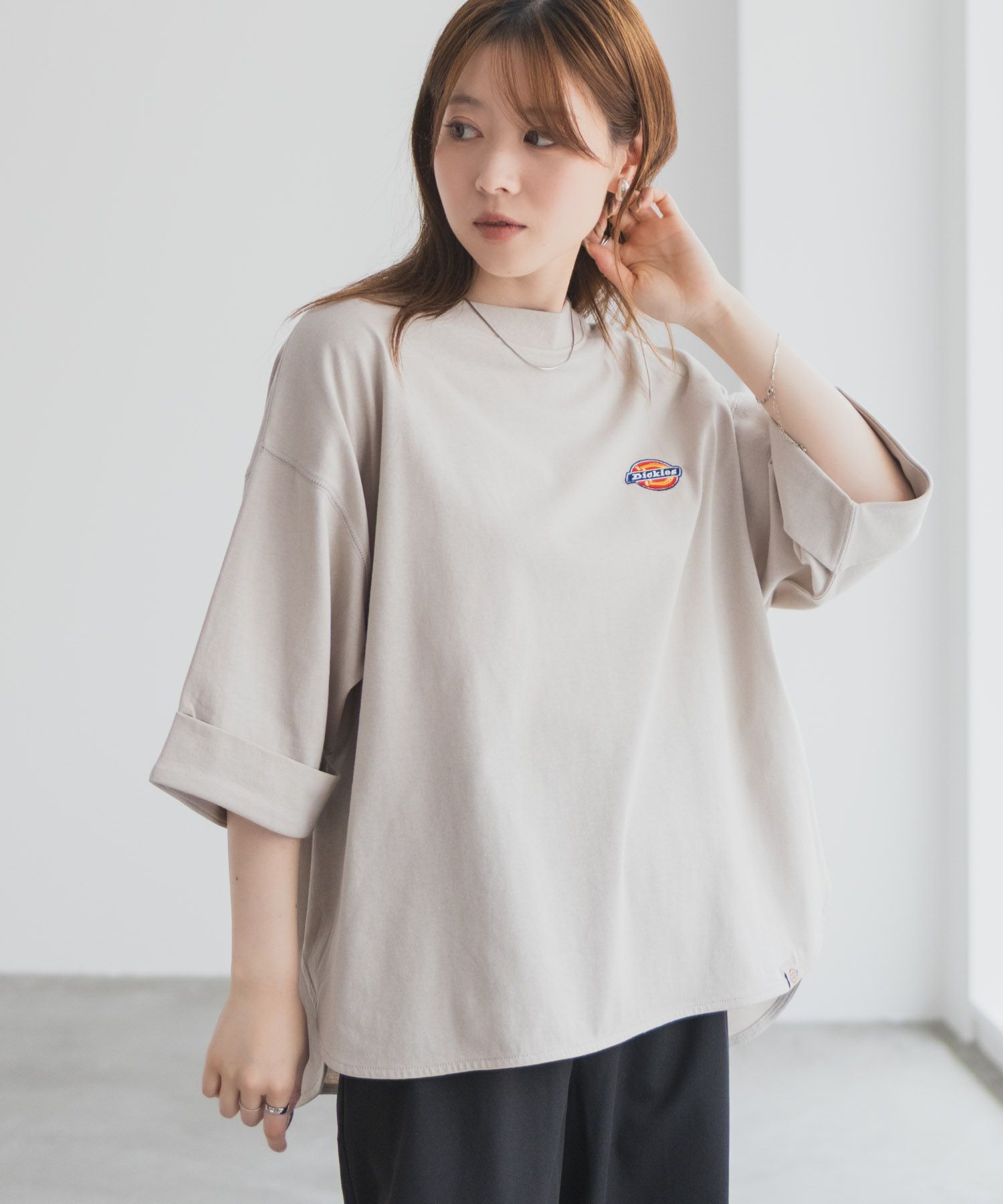 Dickies 刺繍6分袖ロールアップTシャツ レディース ネコポス 対応商品