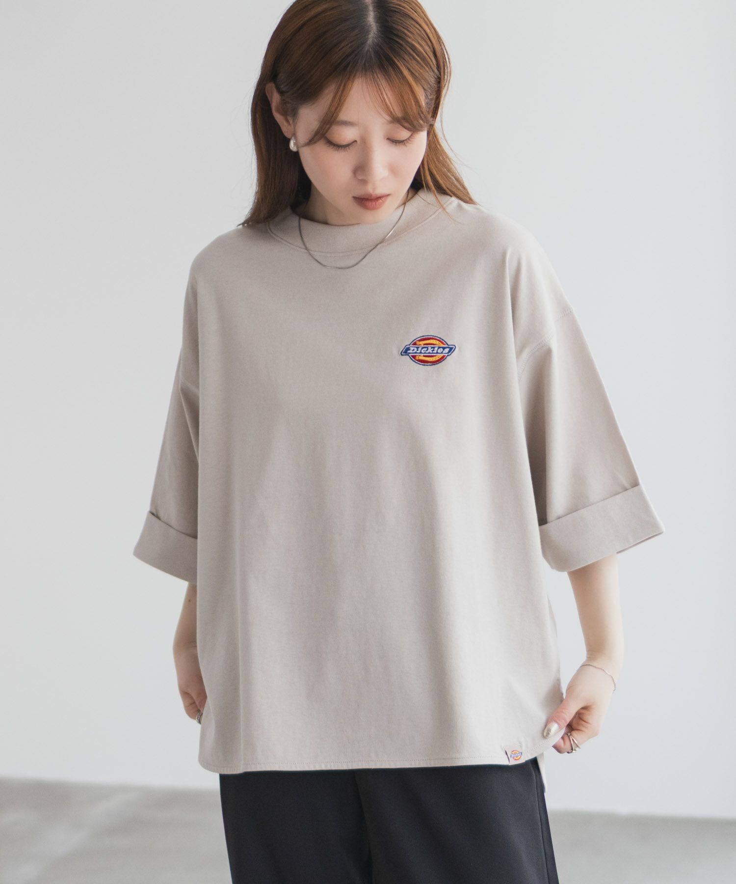 Dickies 刺繍6分袖ロールアップTシャツ レディース ネコポス 対応商品