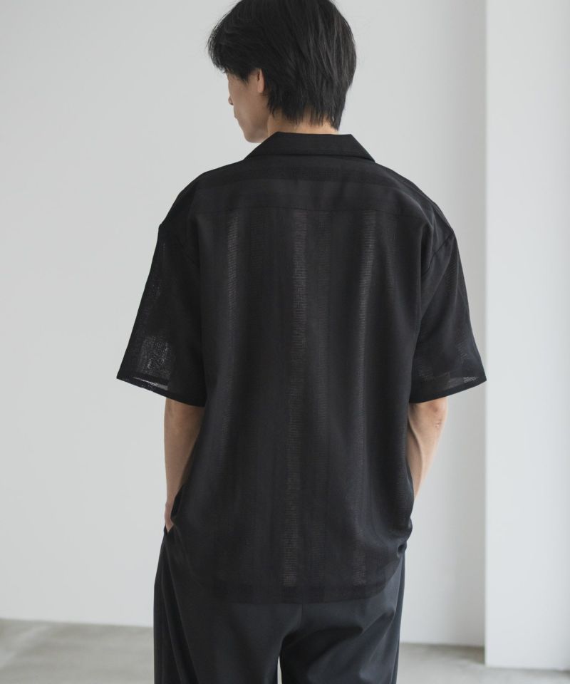 URBAN COLLECTION  カラミ織りストライプ オープンカラーシャツ メンズ商品画像-9