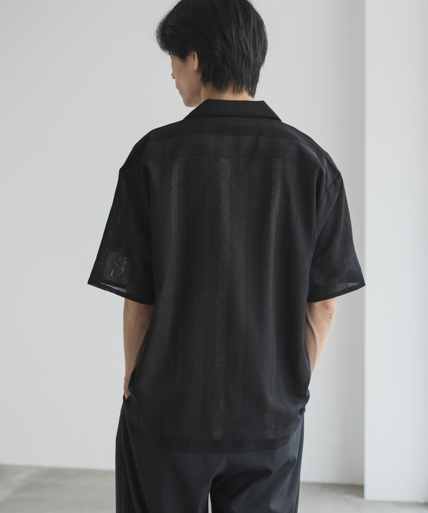 URBAN COLLECTION  カラミ織りストライプ オープンカラーシャツ メンズ商品画像-9