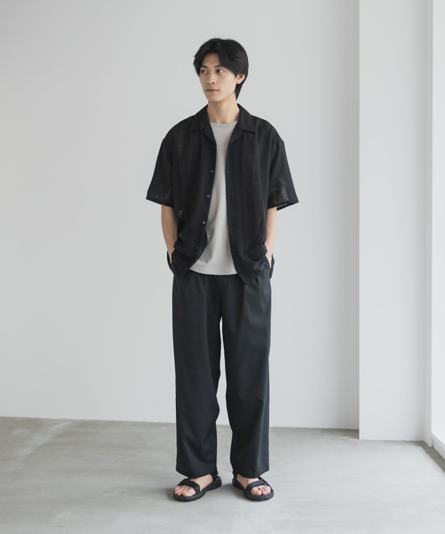 URBAN COLLECTION  カラミ織りストライプ オープンカラーシャツ メンズ商品サムネイル-10