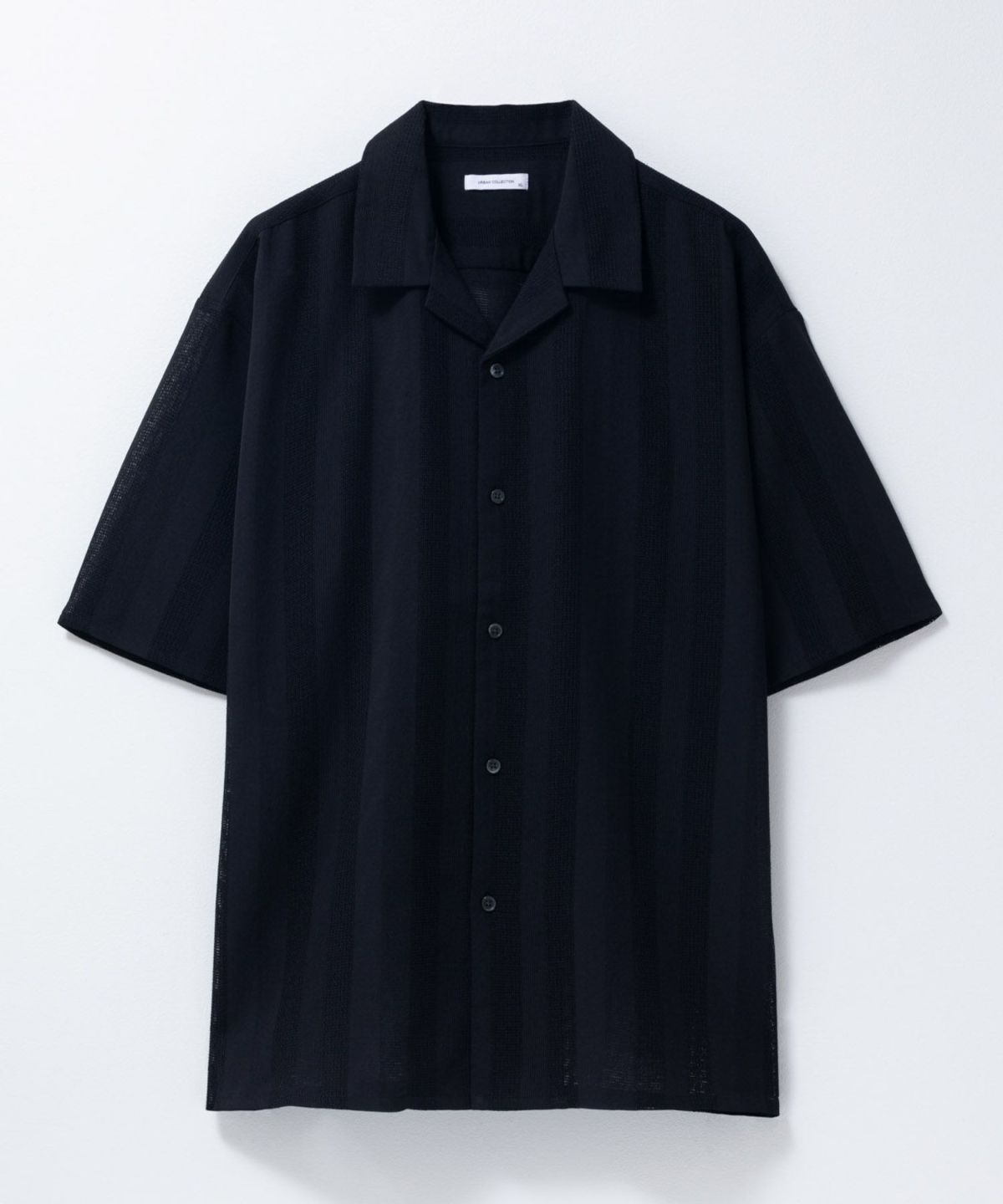 URBAN COLLECTION カラミ織りストライプ オープンカラーシャツ メンズ