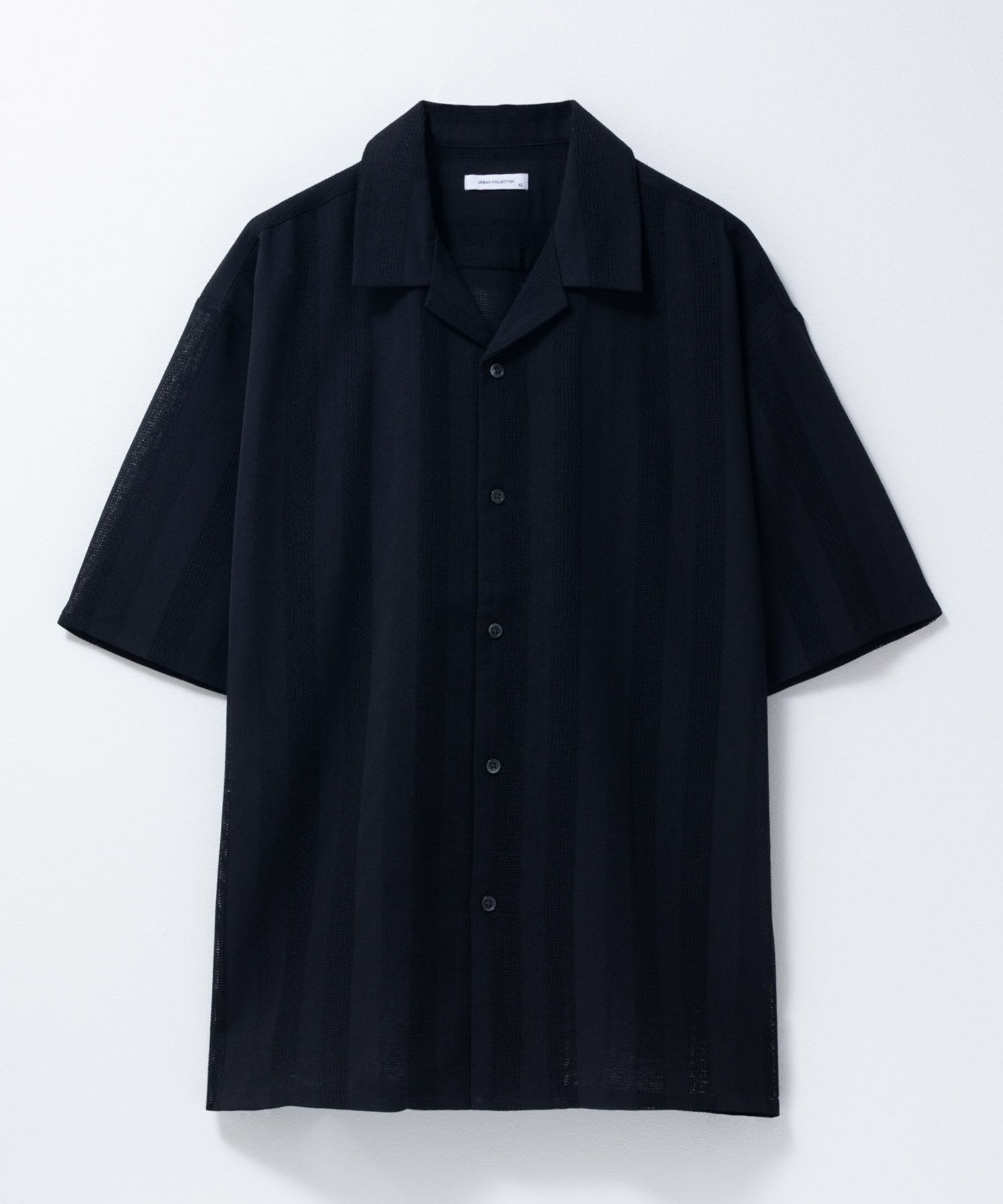 URBAN COLLECTION カラミ織りストライプ オープンカラーシャツ メンズ