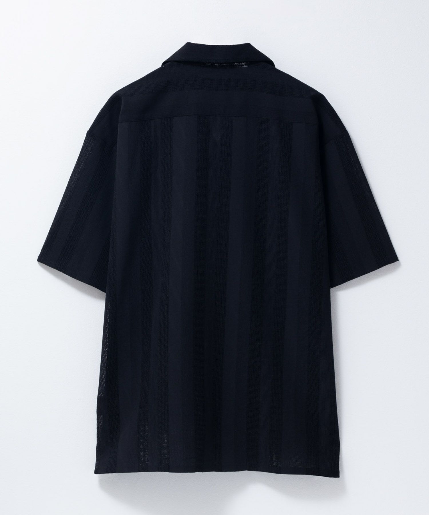 URBAN COLLECTION カラミ織りストライプ オープンカラーシャツ メンズ