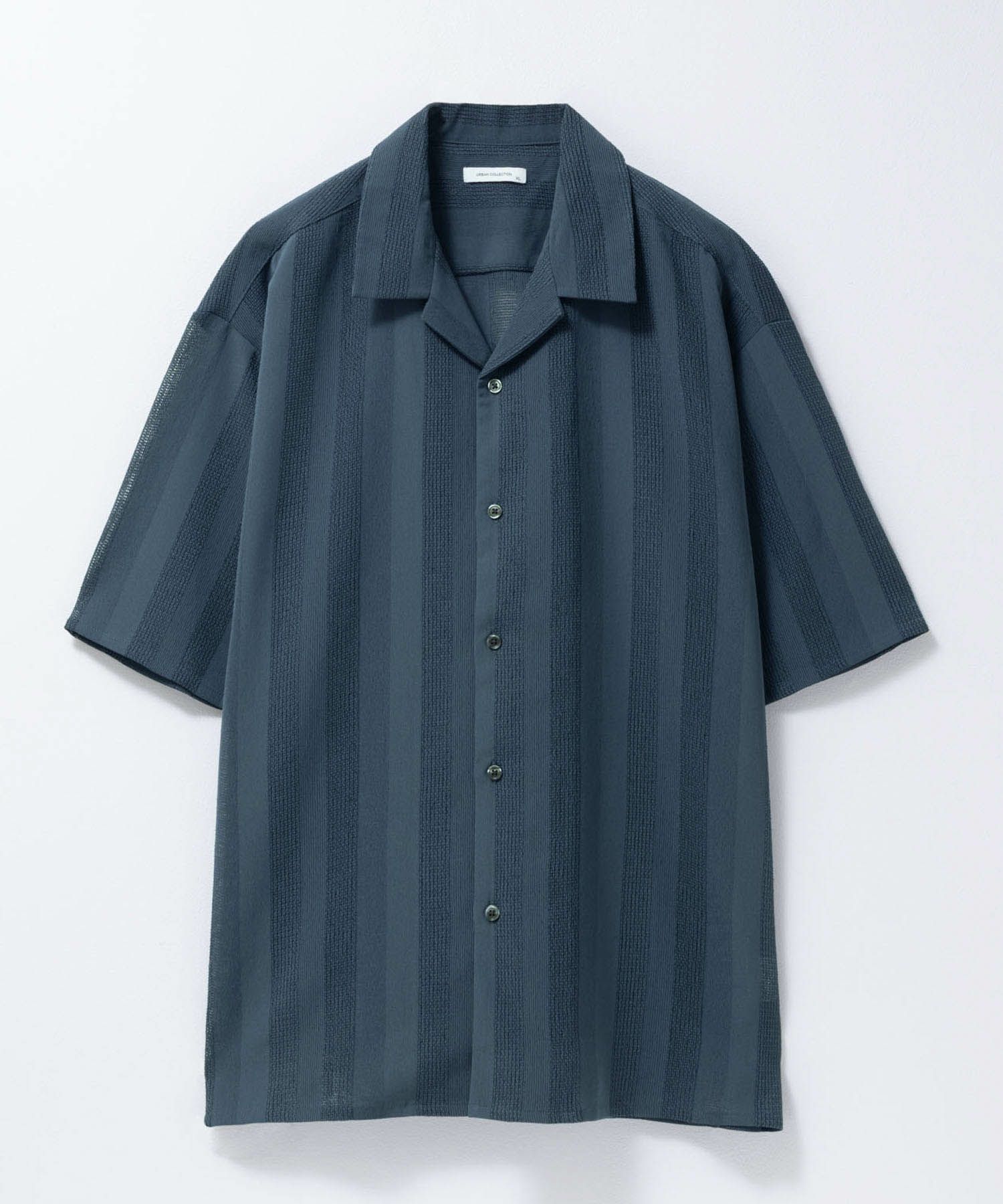 URBAN COLLECTION カラミ織りストライプ オープンカラーシャツ メンズ