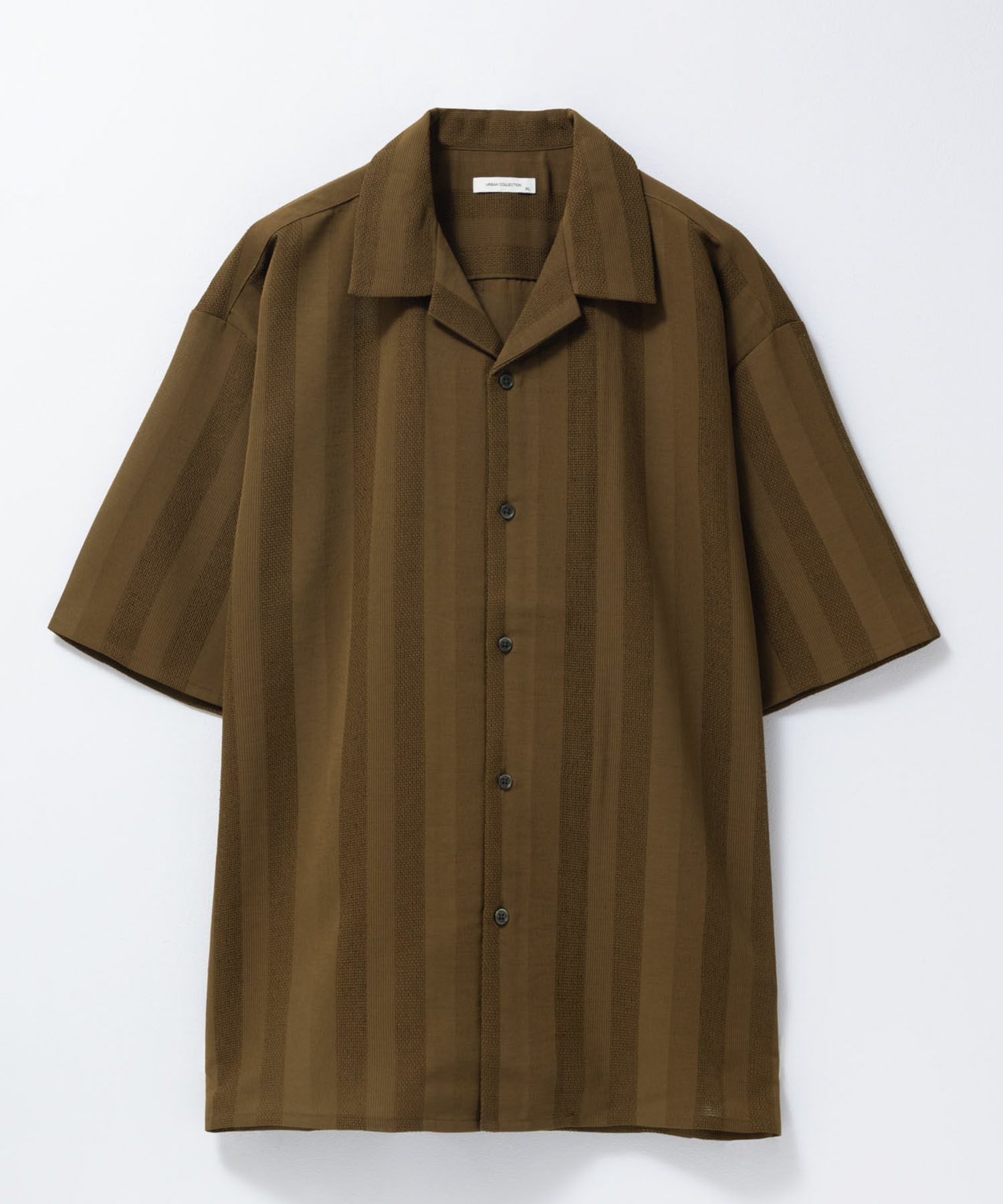URBAN COLLECTION カラミ織りストライプ オープンカラーシャツ メンズ