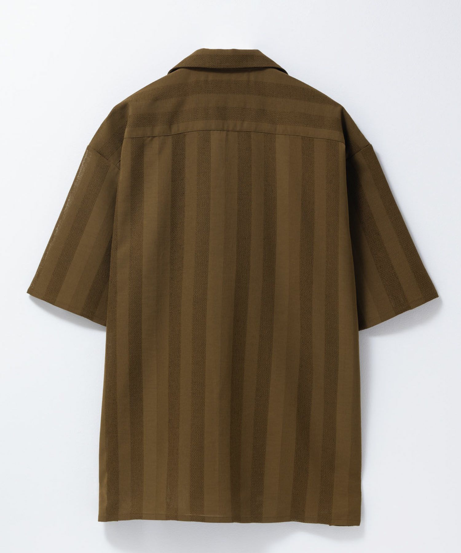 URBAN COLLECTION カラミ織りストライプ オープンカラーシャツ メンズ