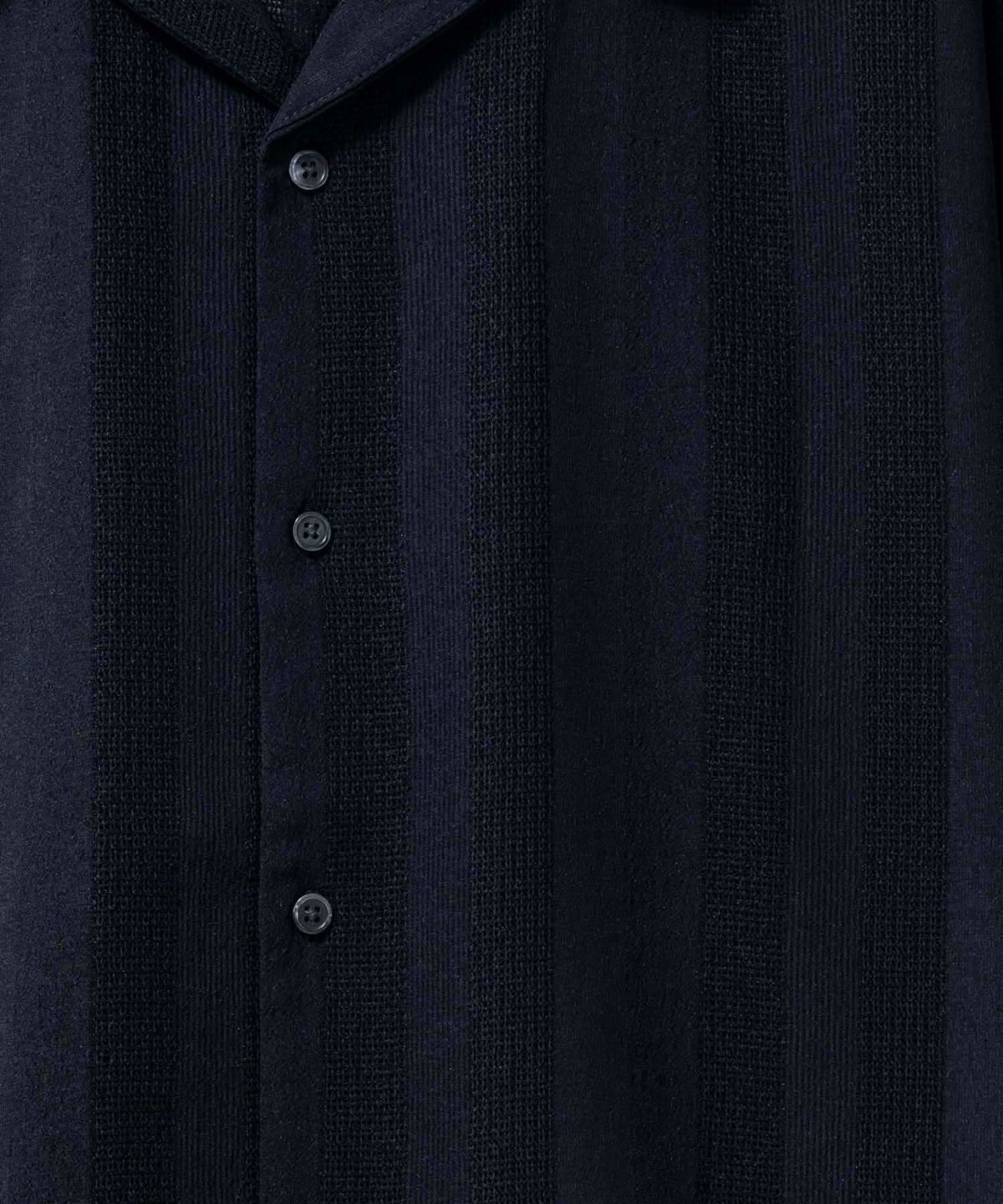 URBAN COLLECTION カラミ織りストライプ オープンカラーシャツ メンズ