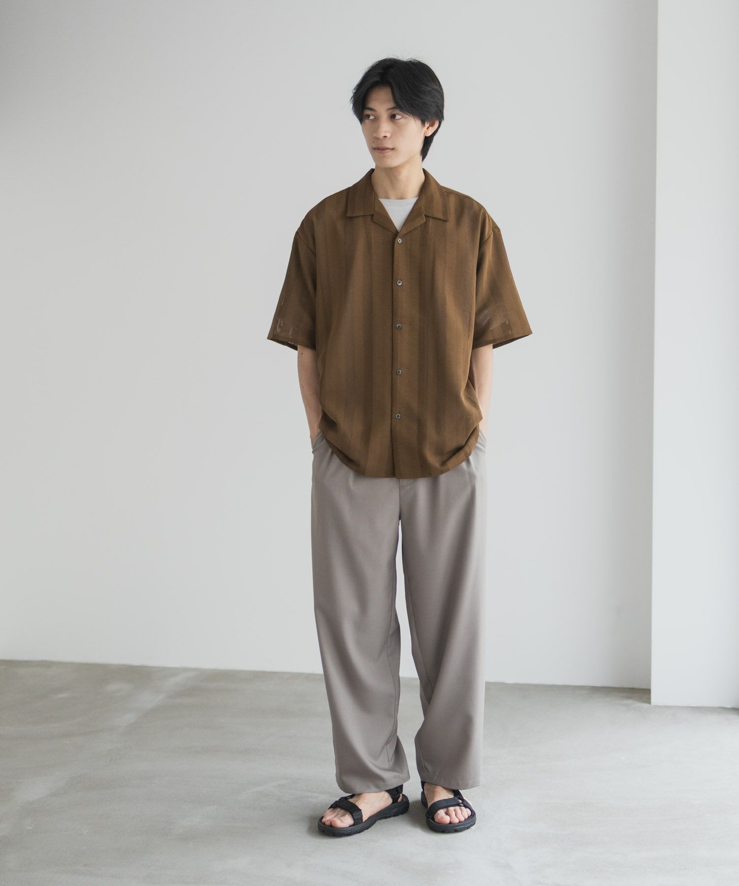 URBAN COLLECTION  カラミ織りストライプ オープンカラーシャツ メンズ商品サムネイル-31