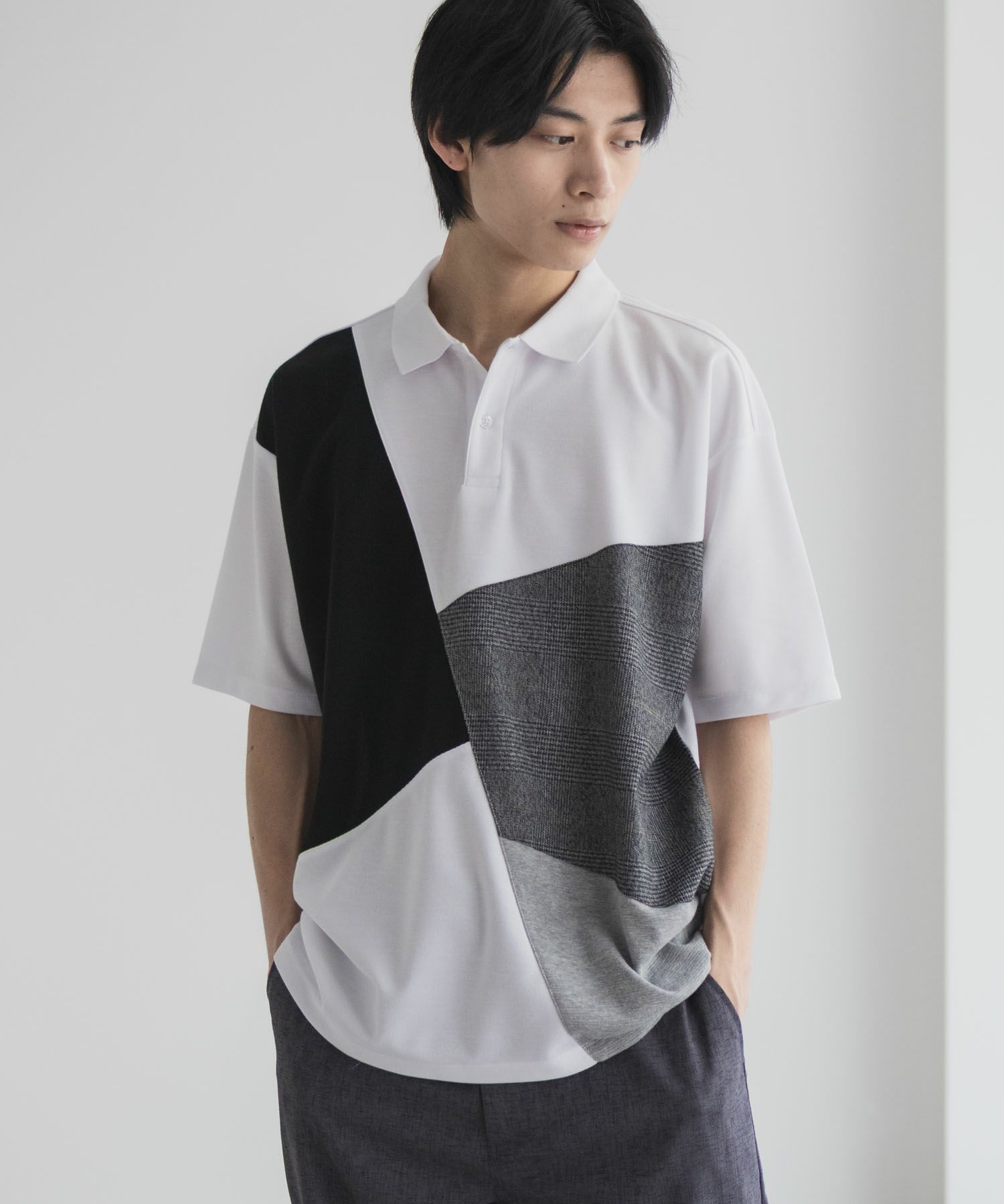 URBAN COLLECTION 鹿の子切替ポロシャツ メンズ