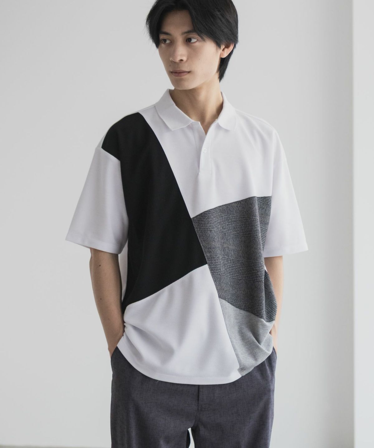 URBAN COLLECTION 鹿の子切替ポロシャツ メンズ