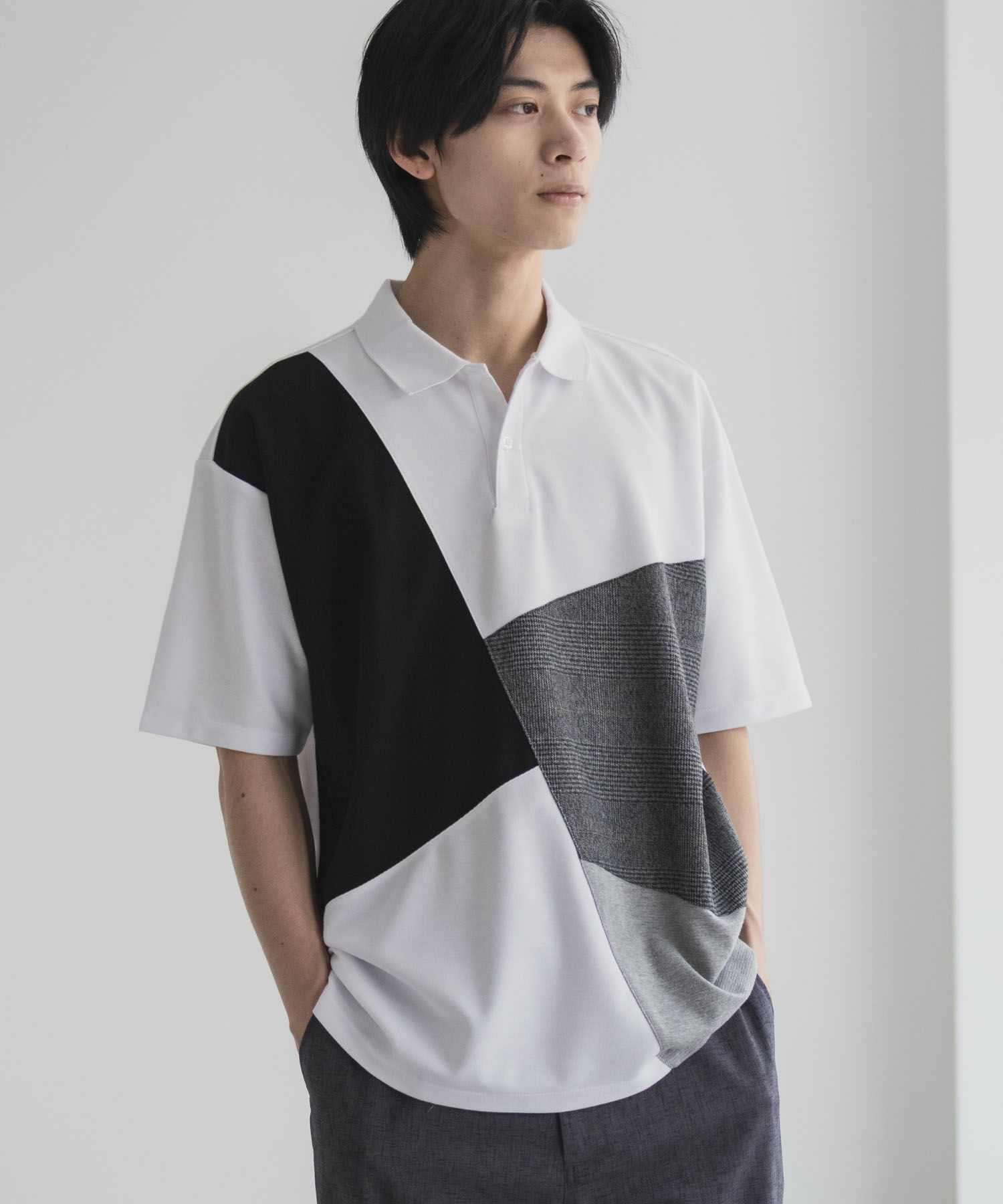 URBAN COLLECTION 鹿の子切替ポロシャツ メンズ