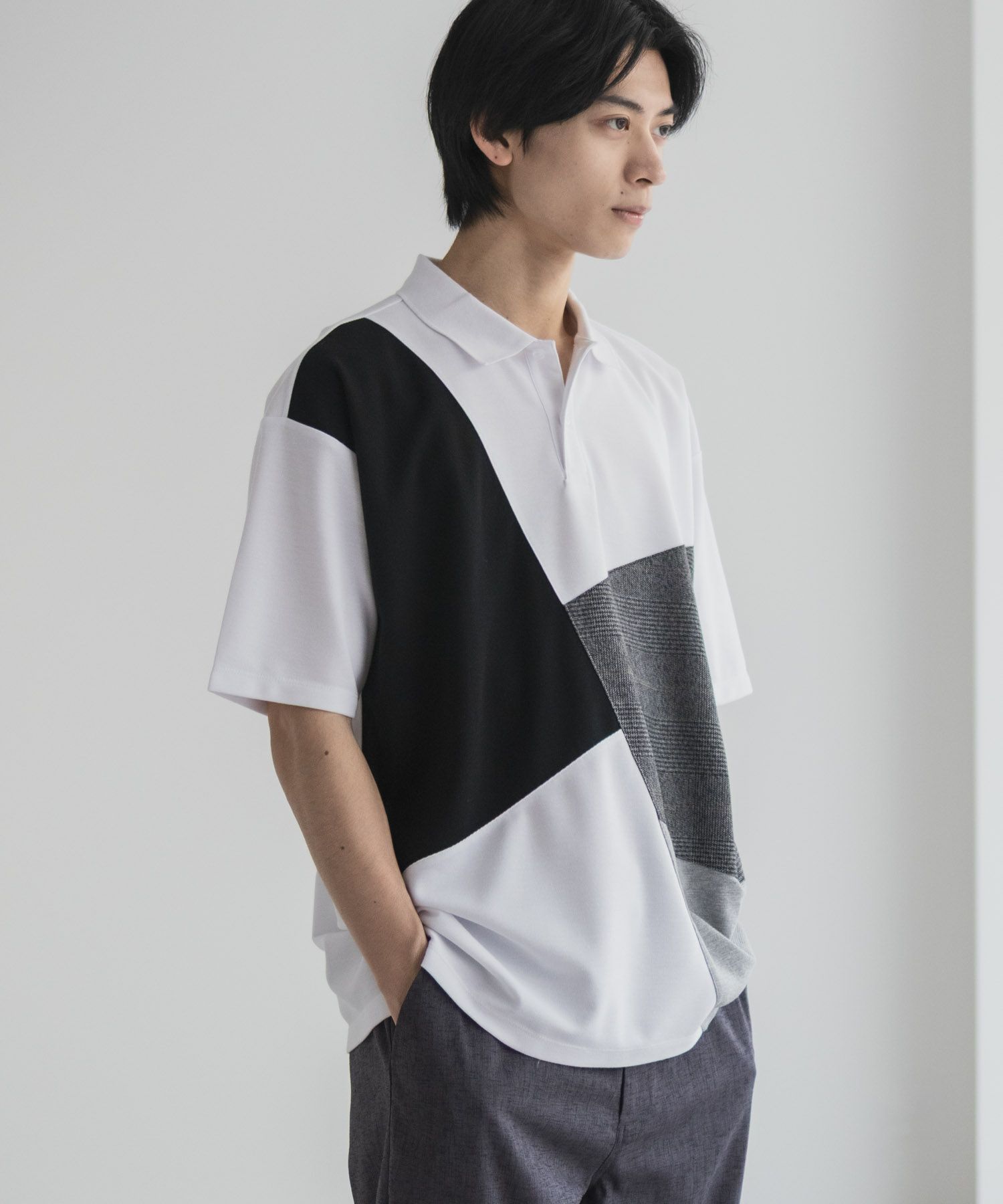 URBAN COLLECTION 鹿の子切替ポロシャツ メンズ