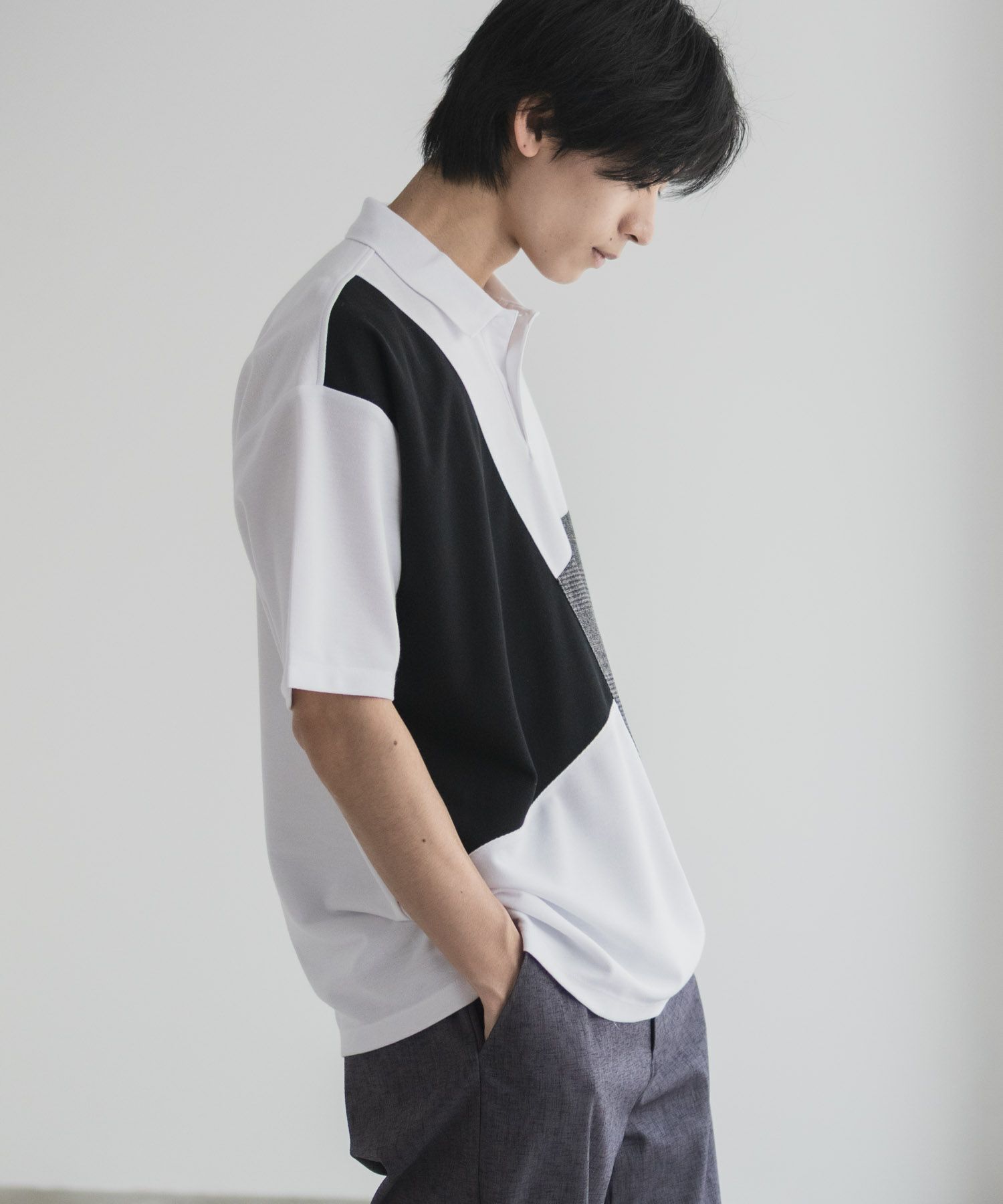 URBAN COLLECTION 鹿の子切替ポロシャツ メンズ