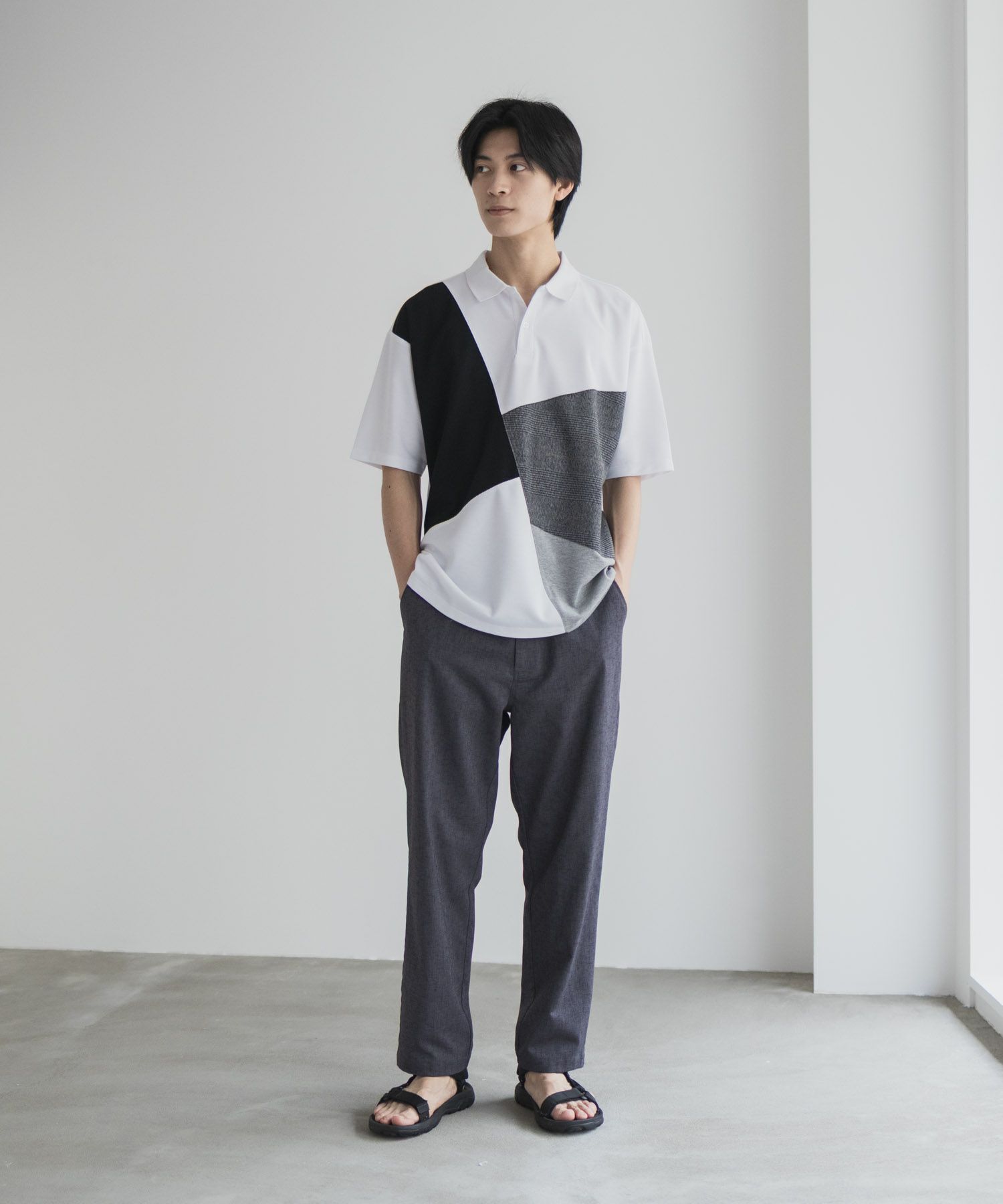 URBAN COLLECTION 鹿の子切替ポロシャツ メンズ