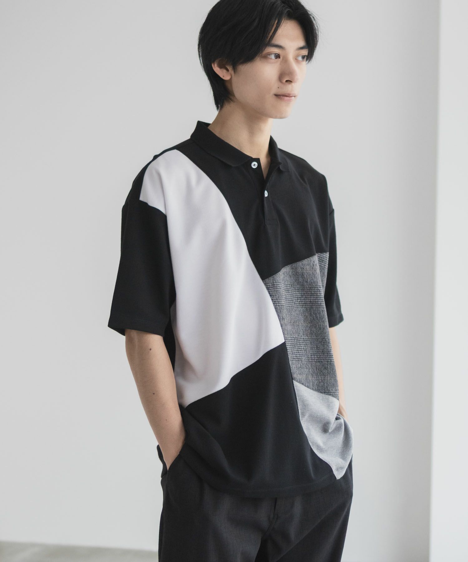 URBAN COLLECTION 鹿の子切替ポロシャツ メンズ