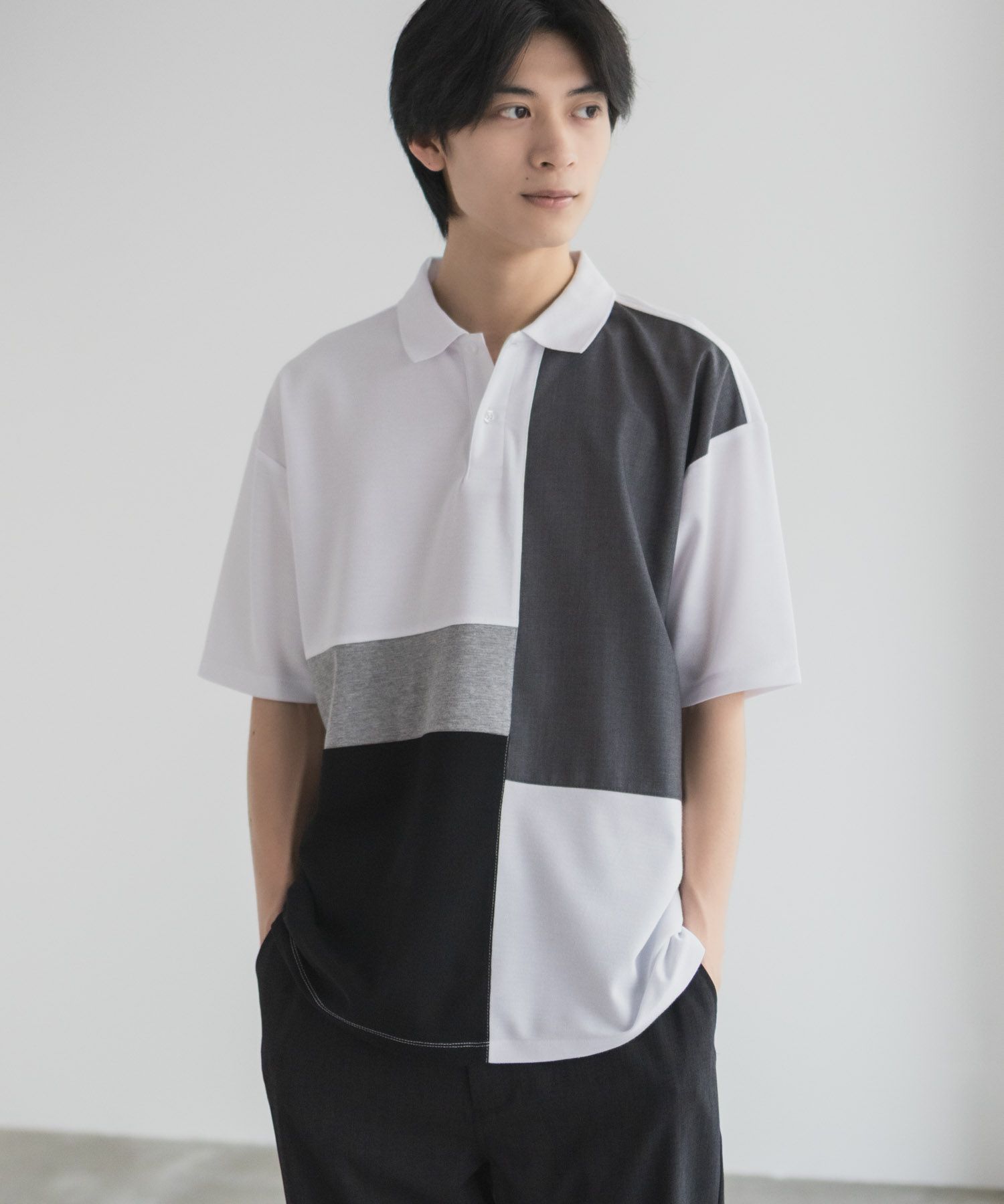 URBAN COLLECTION 鹿の子切替ポロシャツ メンズ