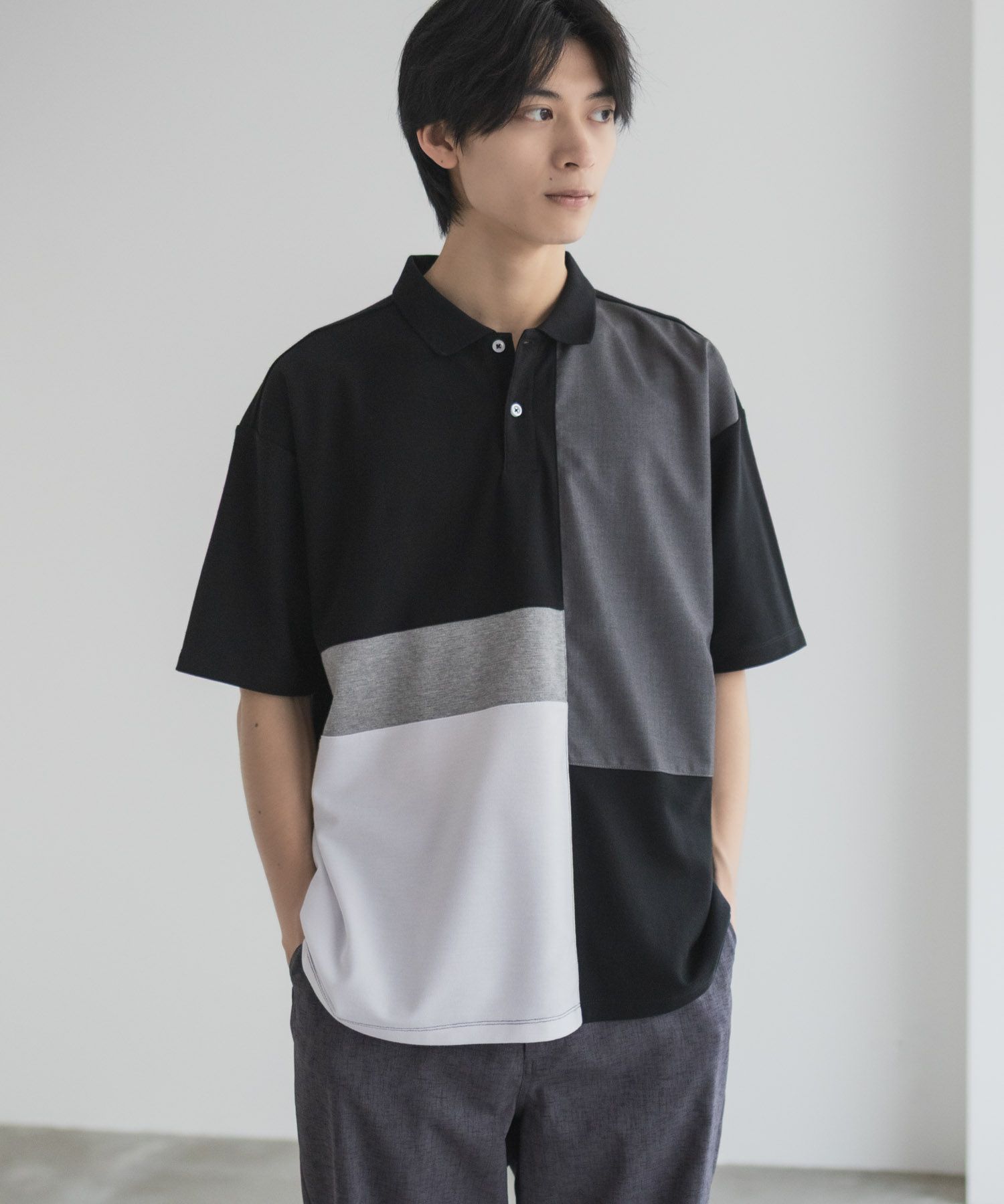 URBAN COLLECTION  鹿の子切替ポロシャツ メンズ商品画像-2