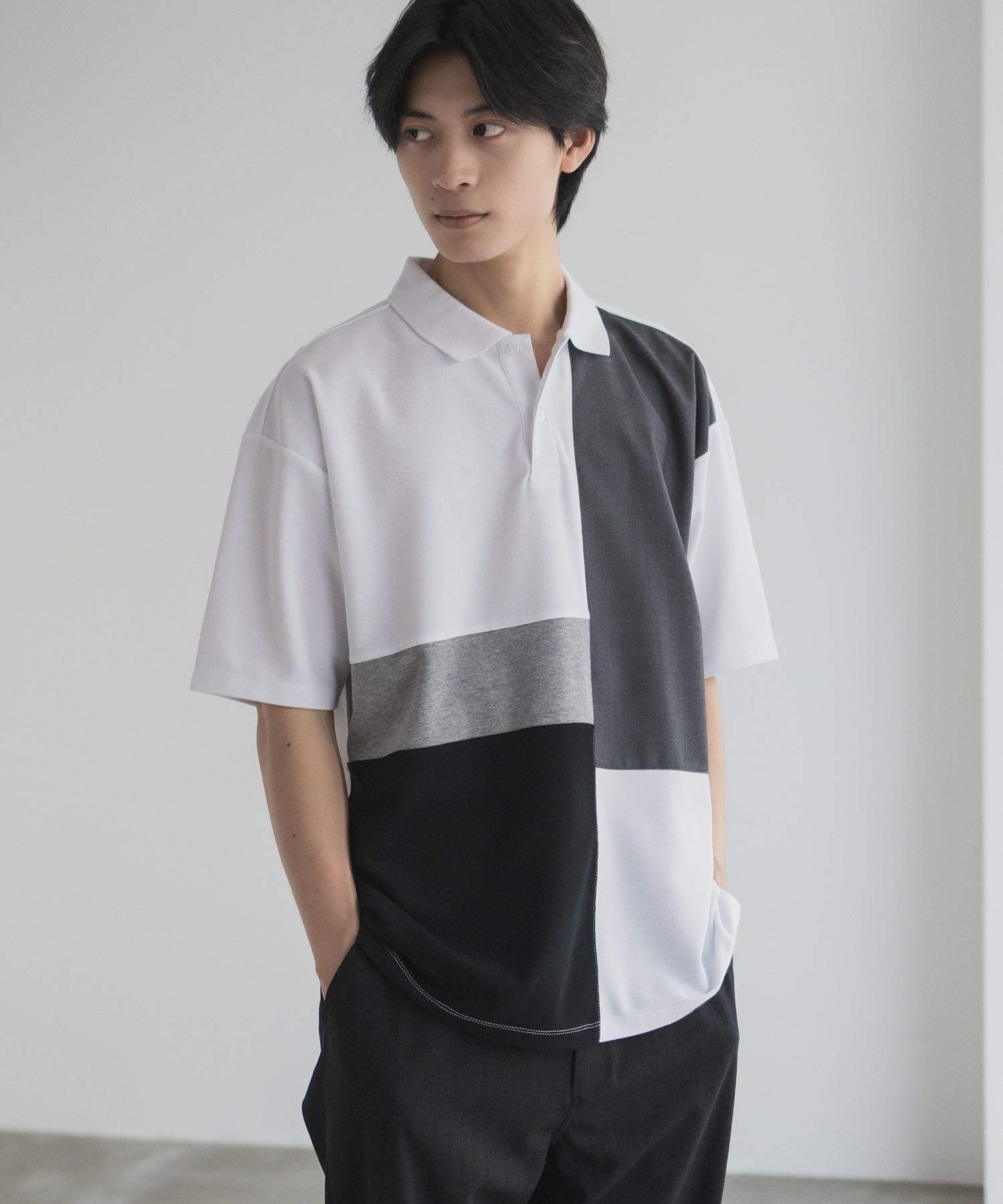 URBAN COLLECTION 鹿の子切替ポロシャツ メンズ商品サムネイル-3