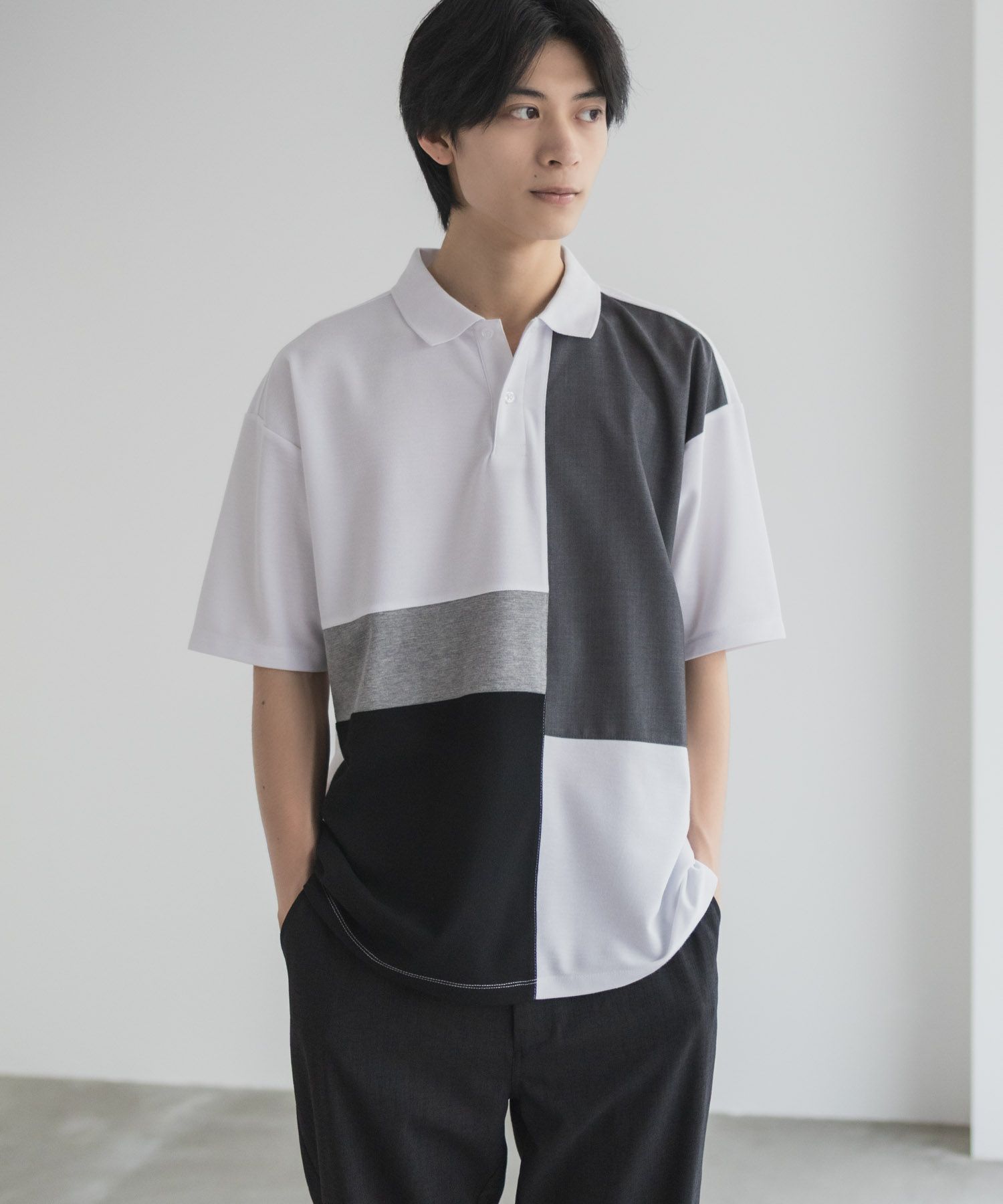 URBAN COLLECTION 鹿の子切替ポロシャツ メンズ