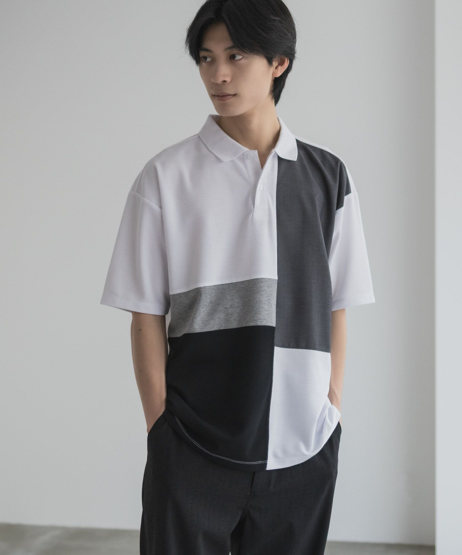 URBAN COLLECTION 鹿の子切替ポロシャツ メンズ