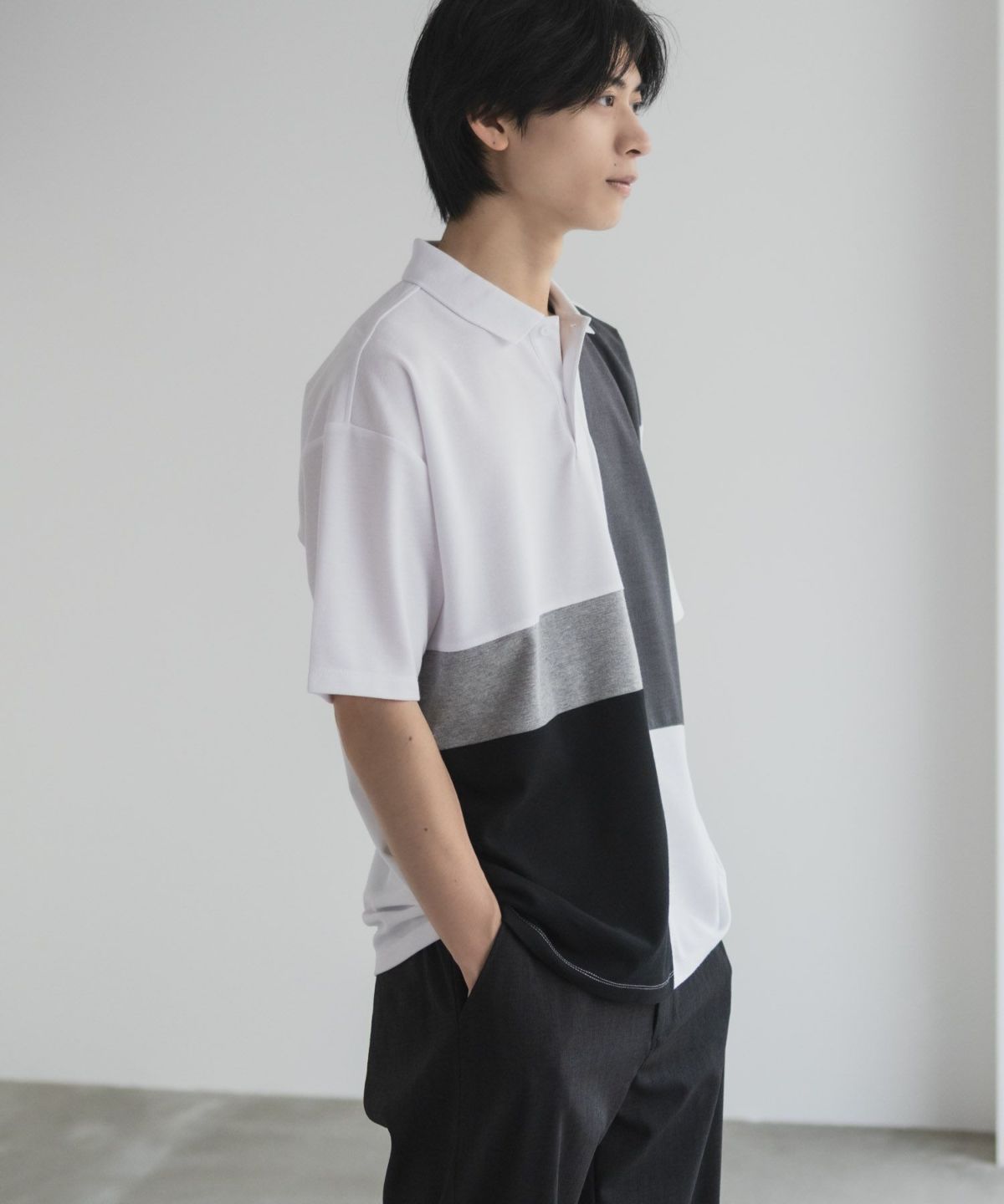 URBAN COLLECTION 鹿の子切替ポロシャツ メンズ