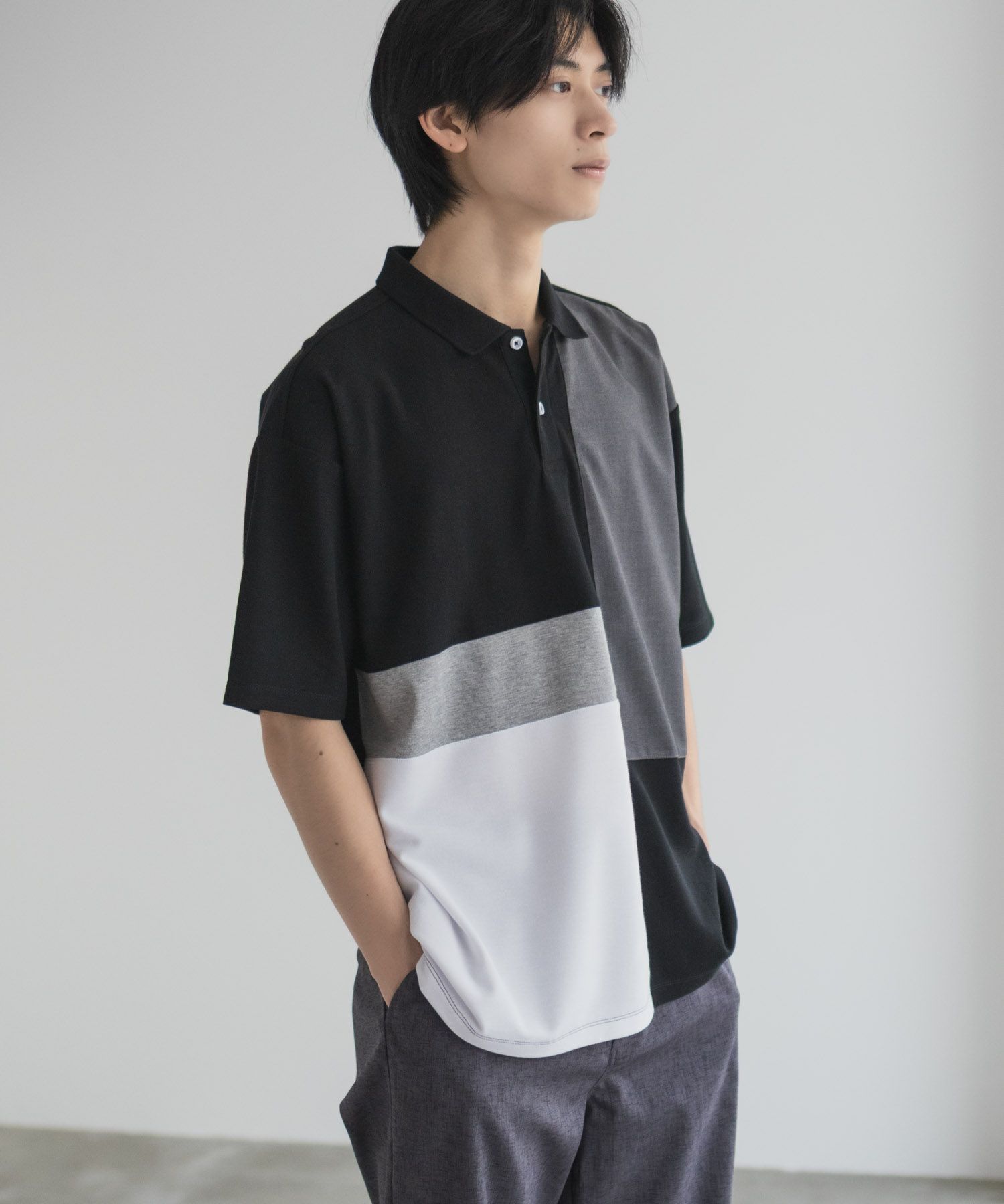 URBAN COLLECTION 鹿の子切替ポロシャツ メンズ