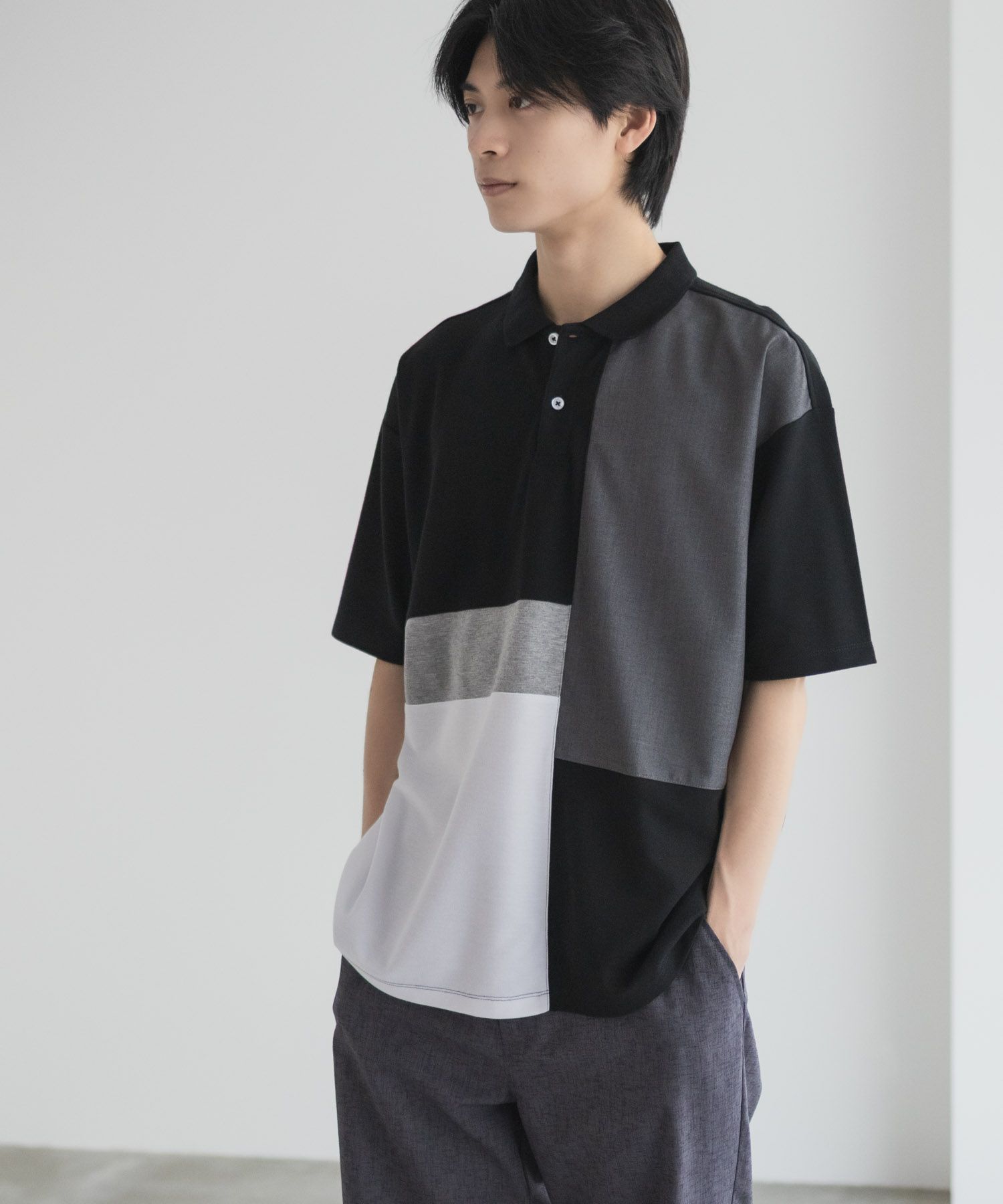 URBAN COLLECTION 鹿の子切替ポロシャツ メンズ