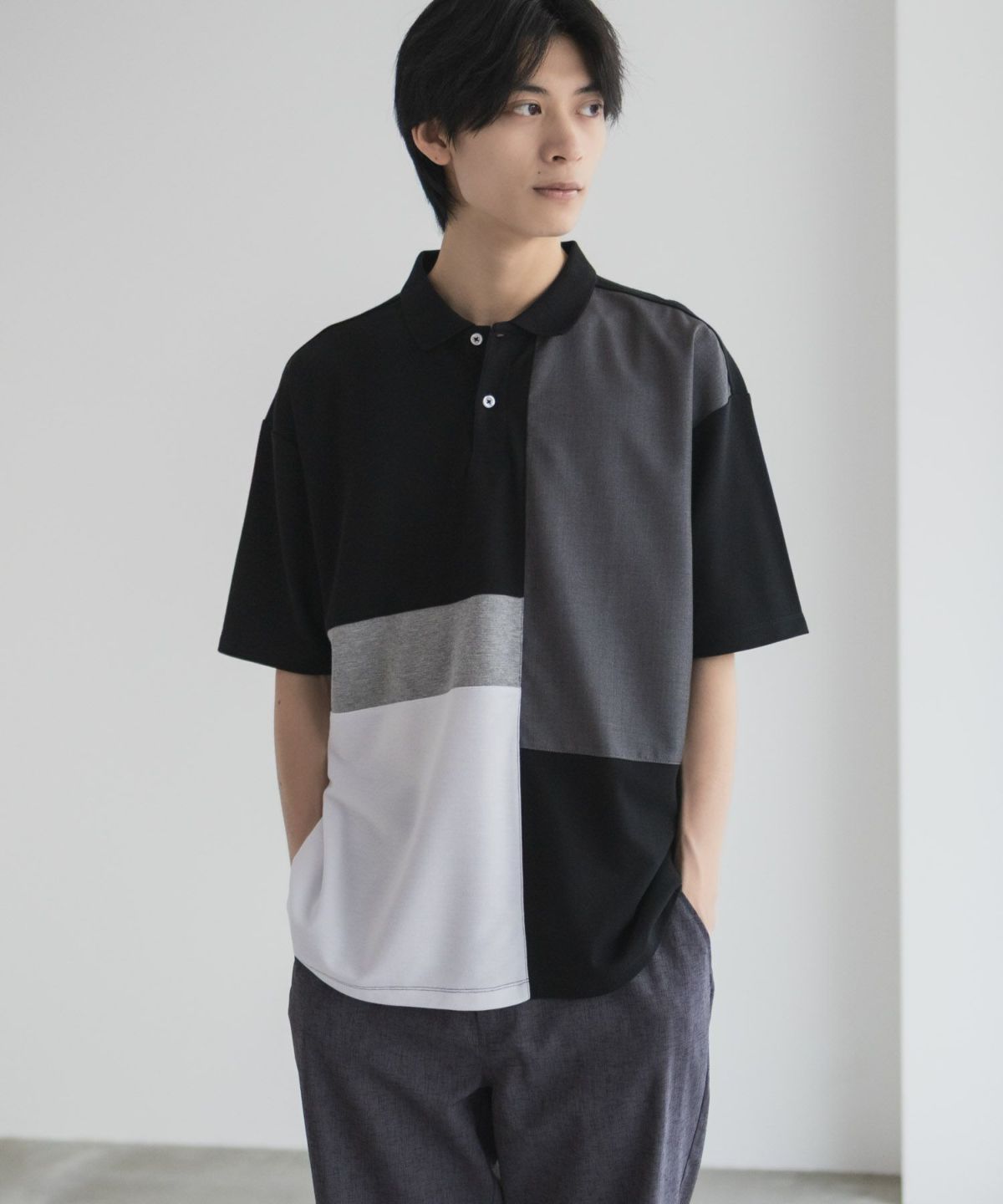 URBAN COLLECTION 鹿の子切替ポロシャツ メンズ