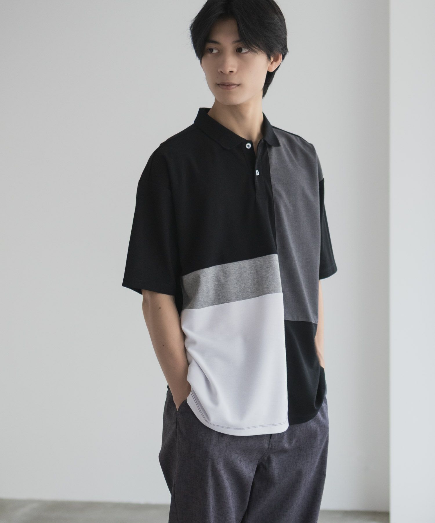 URBAN COLLECTION 鹿の子切替ポロシャツ メンズ