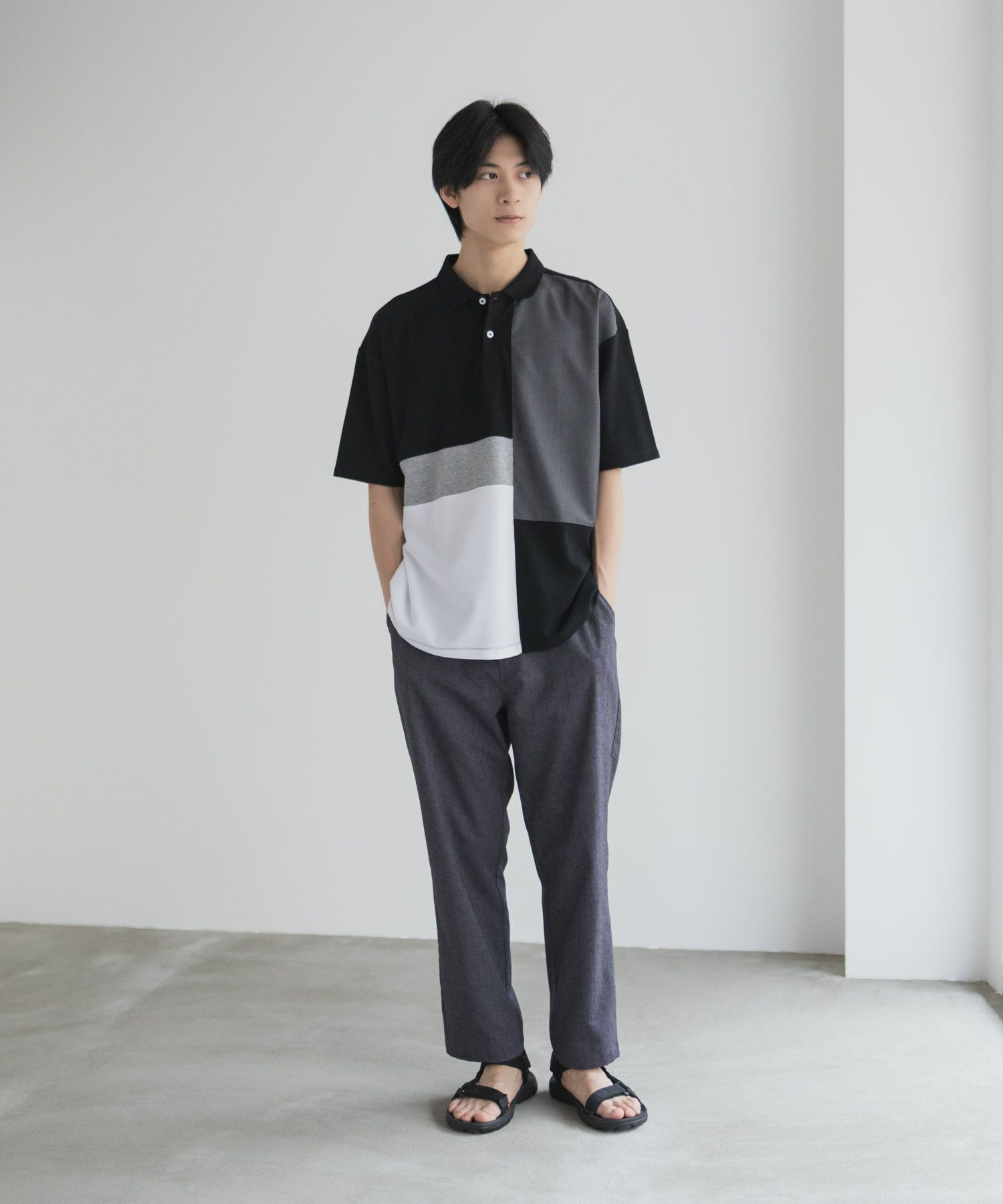 URBAN COLLECTION 鹿の子切替ポロシャツ メンズ