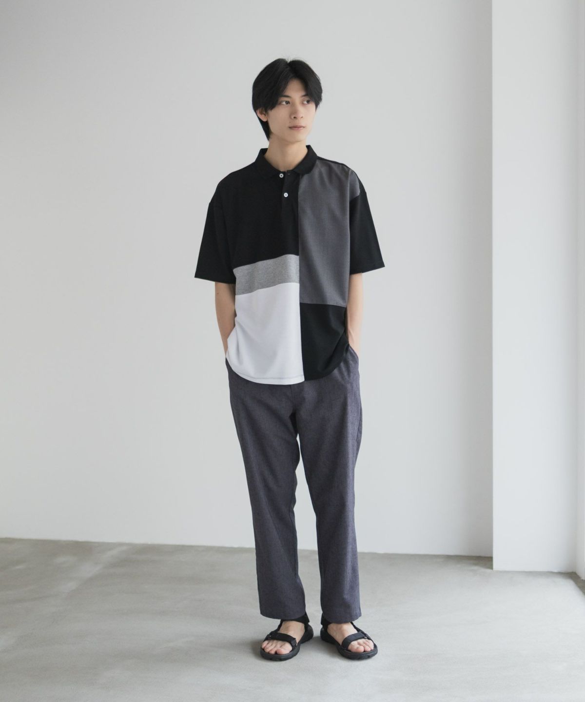 URBAN COLLECTION 鹿の子切替ポロシャツ メンズ