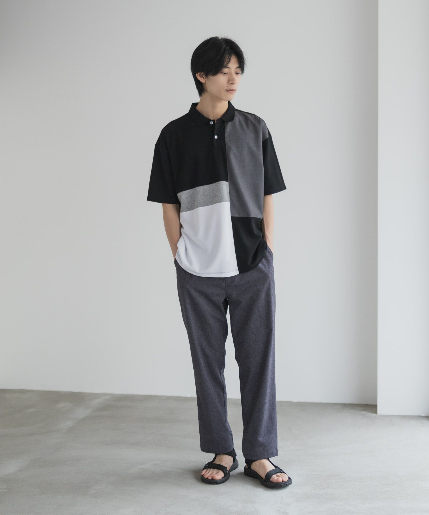 URBAN COLLECTION 鹿の子切替ポロシャツ メンズ