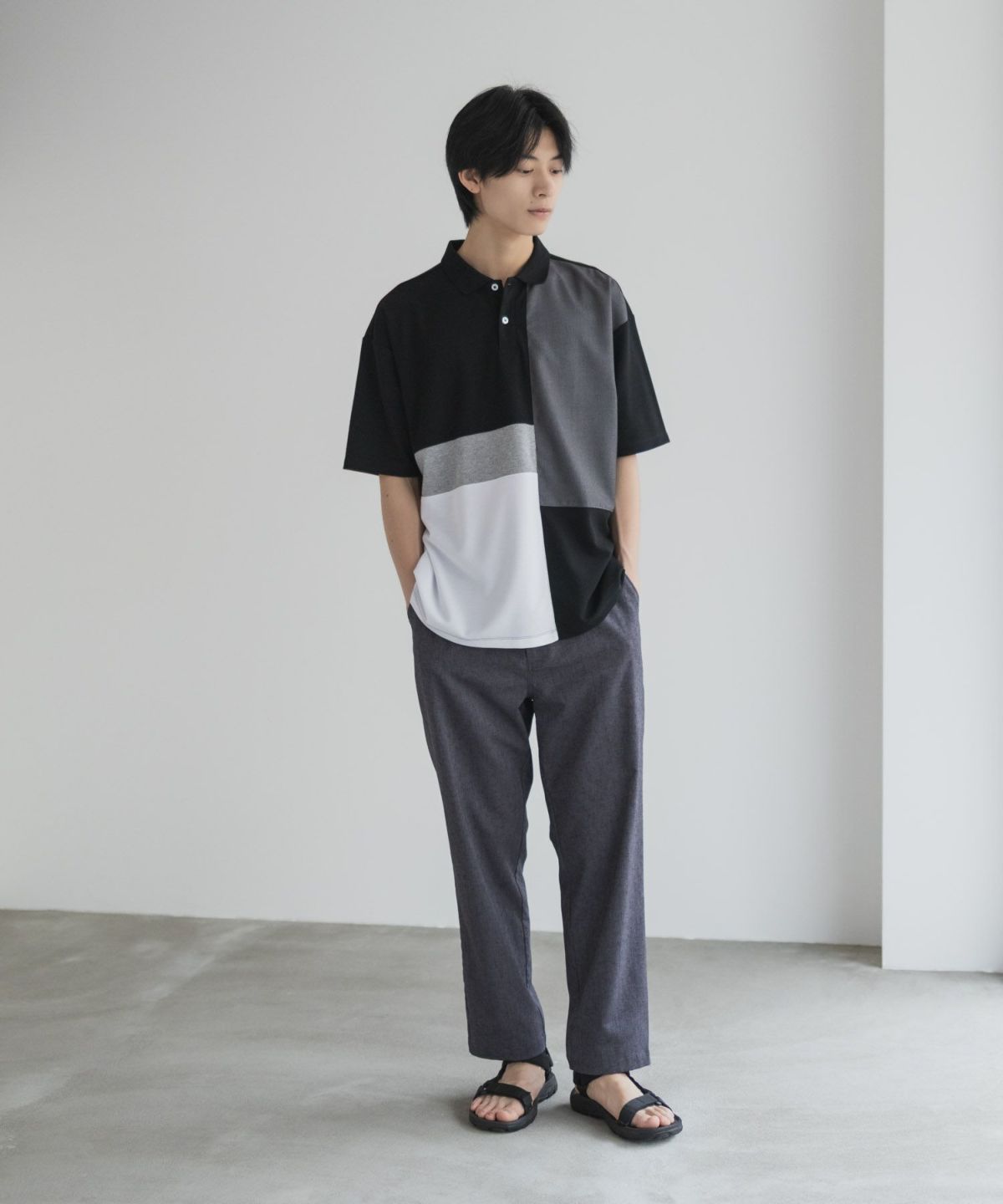 URBAN COLLECTION 鹿の子切替ポロシャツ メンズ