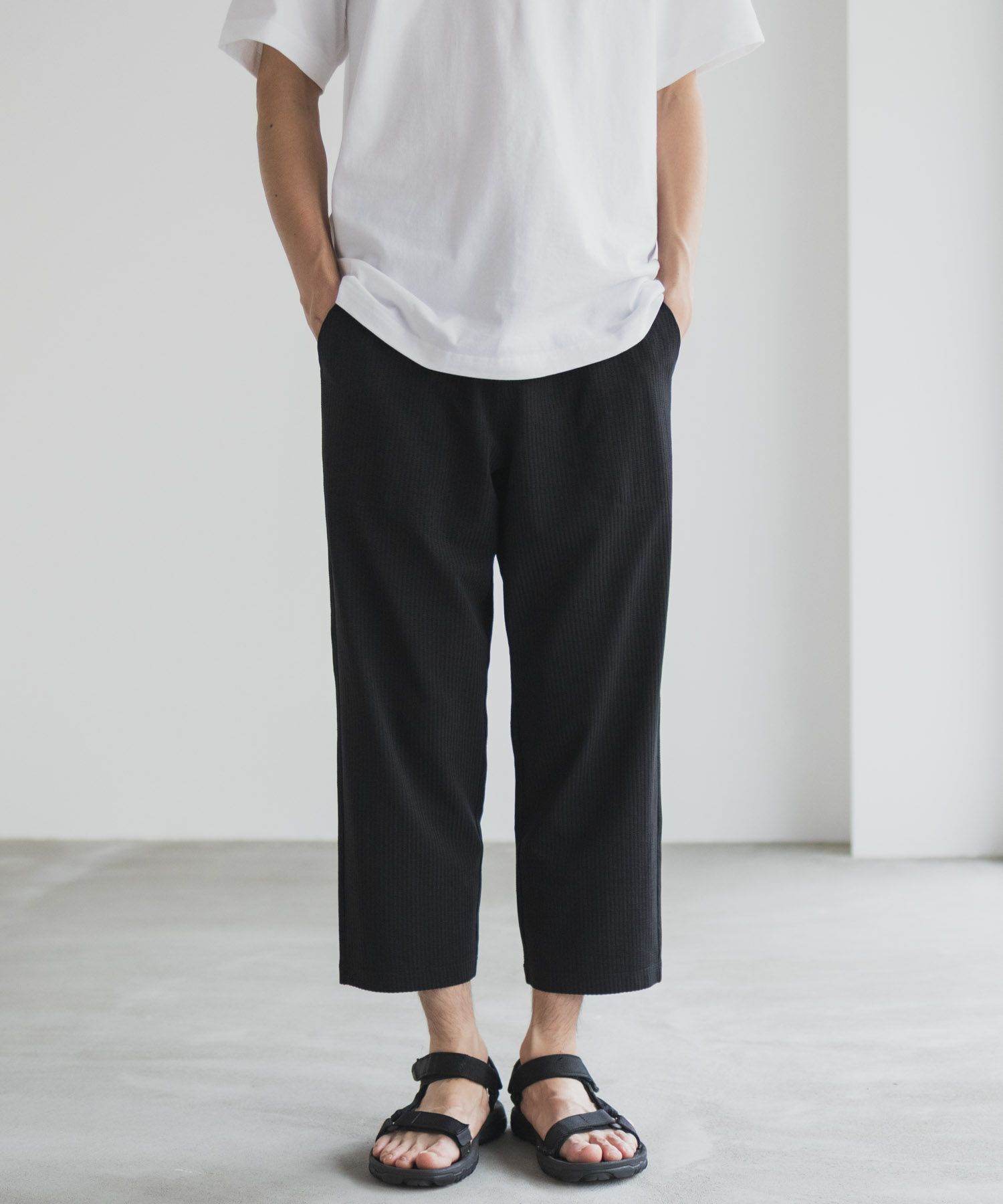 NAVY サッカー生地 アンクルパンツ メンズ