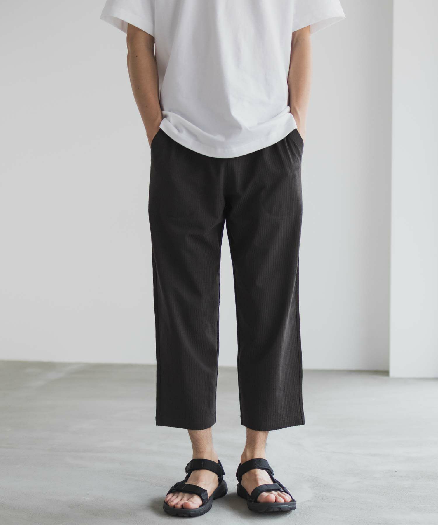 NAVY サッカー生地 アンクルパンツ メンズ