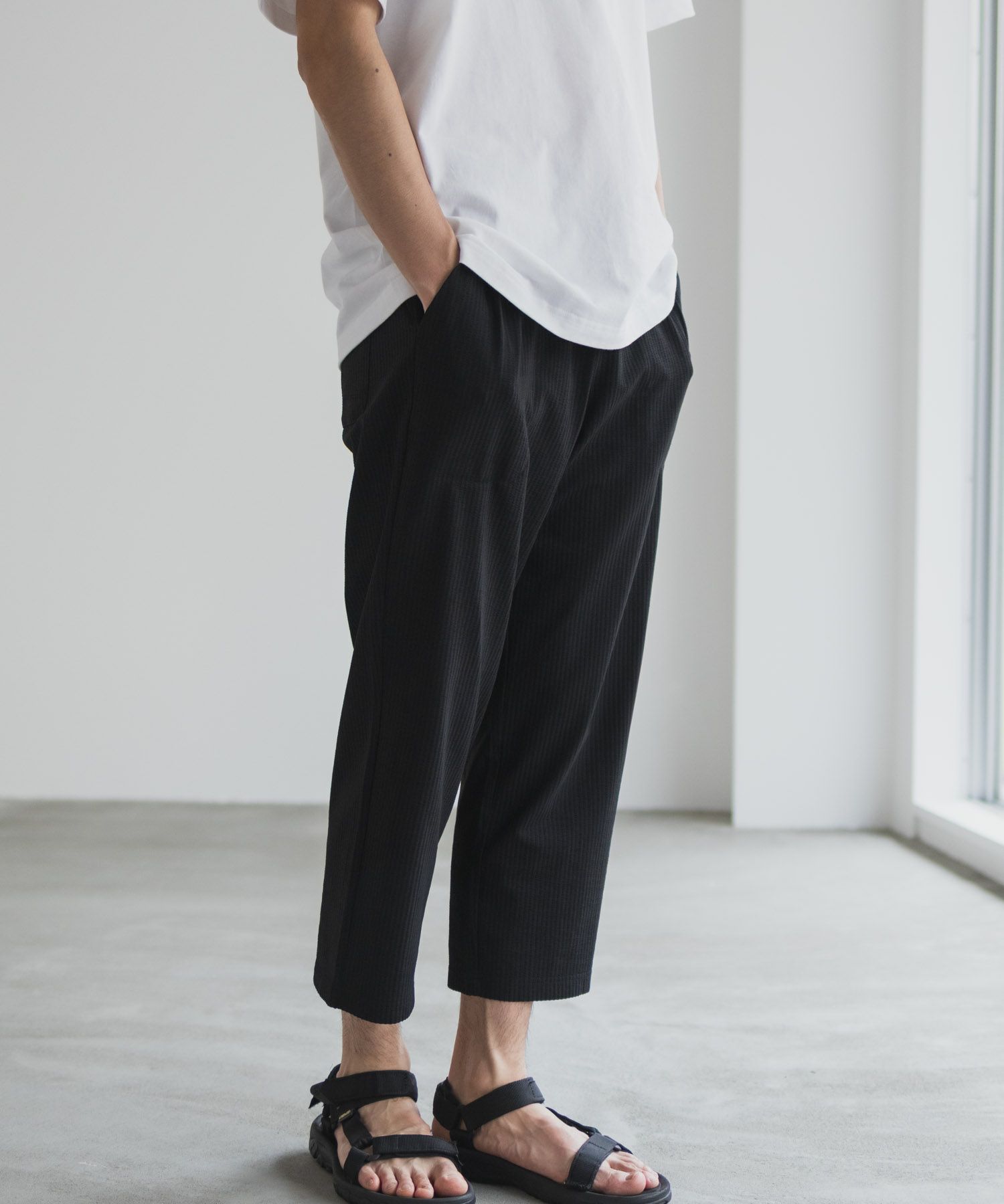 NAVY サッカー生地 アンクルパンツ メンズ