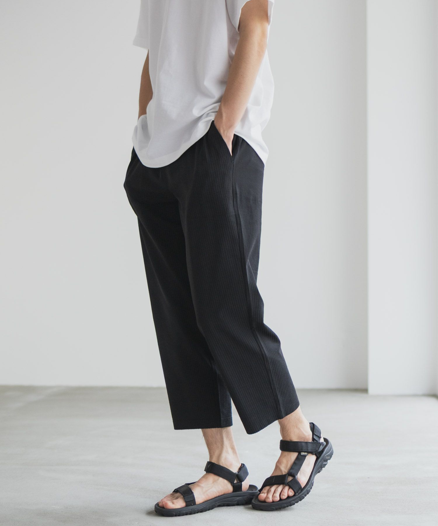 NAVY サッカー生地 アンクルパンツ メンズ