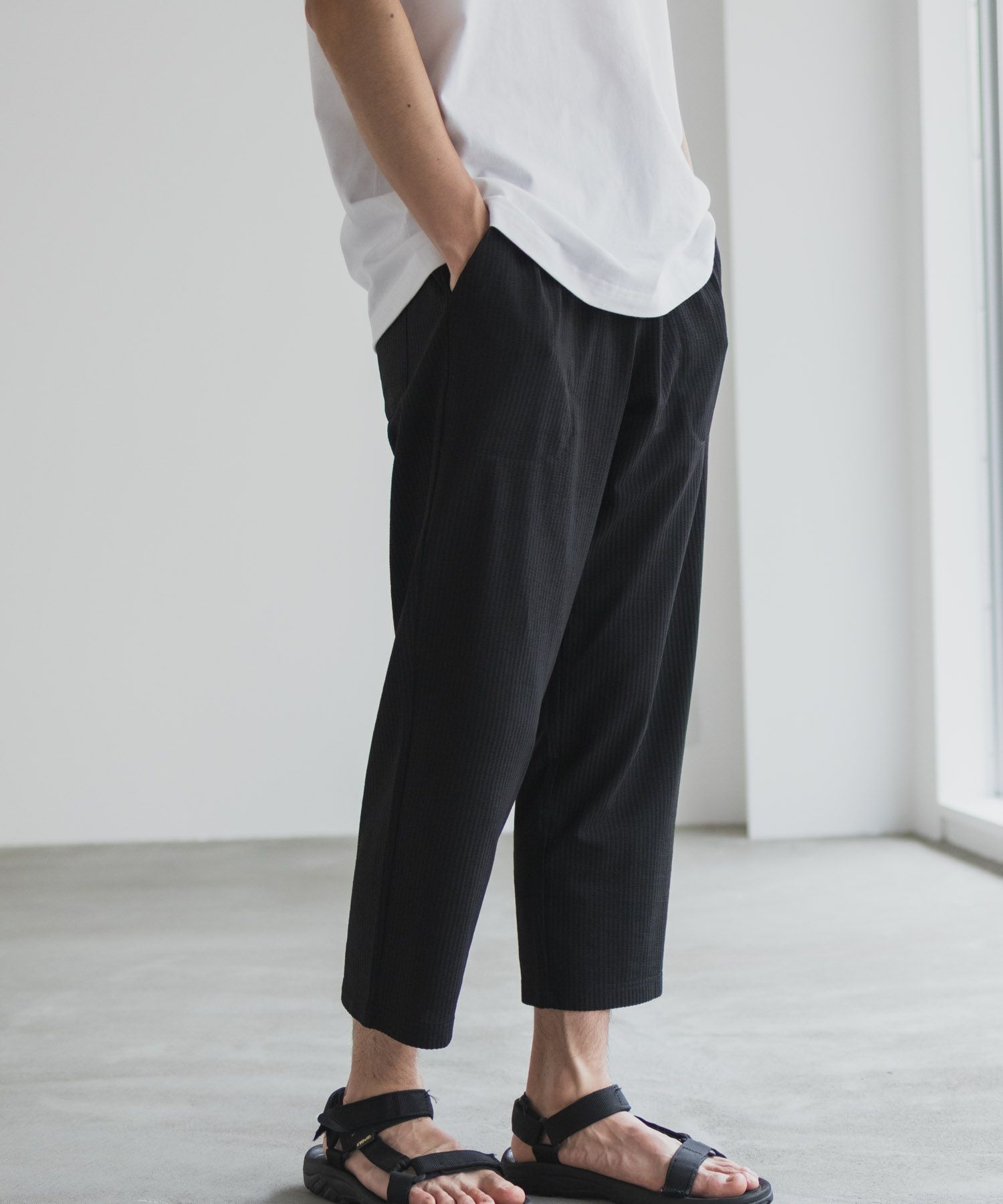 NAVY サッカー生地 アンクルパンツ メンズ