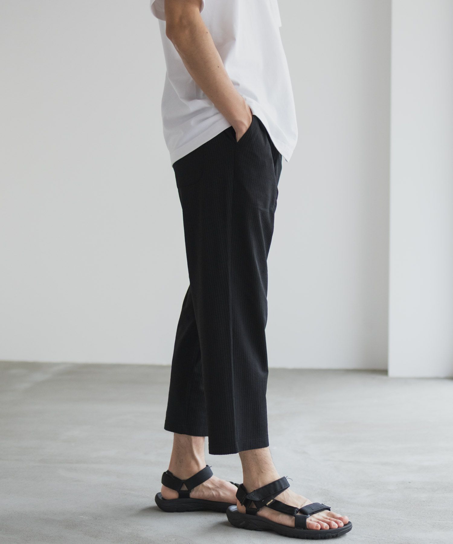 NAVY サッカー生地 アンクルパンツ メンズ