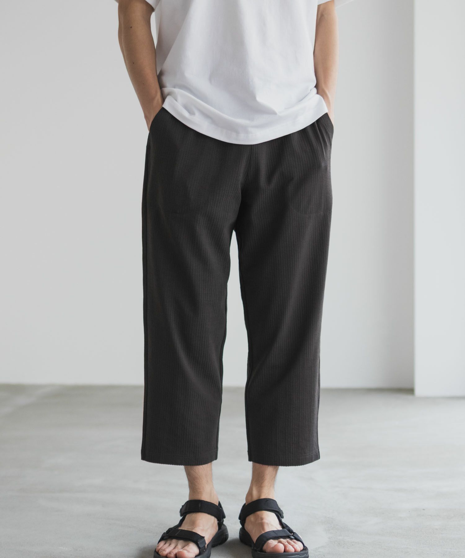 NAVY サッカー生地 アンクルパンツ メンズ