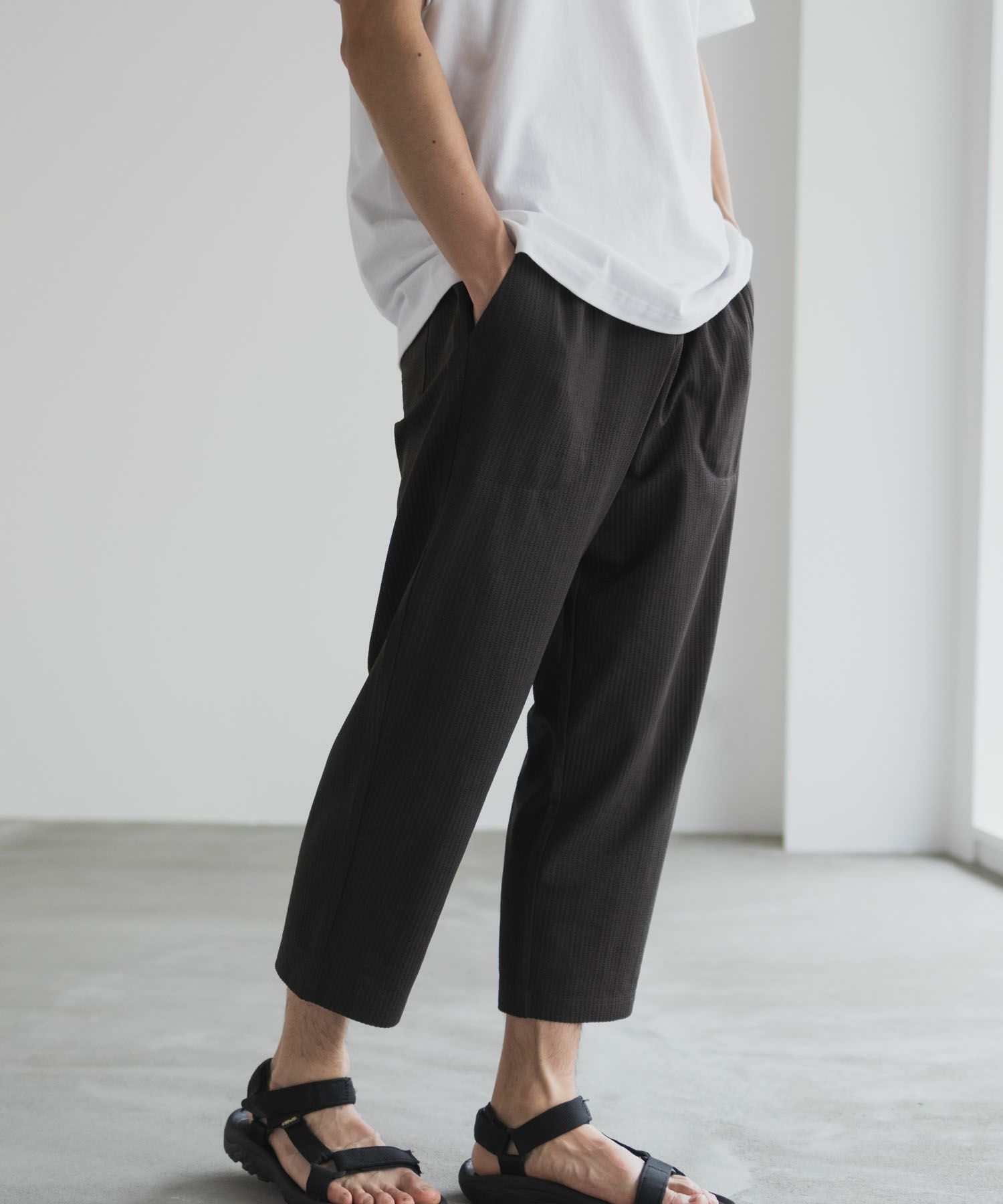 NAVY サッカー生地 アンクルパンツ メンズ