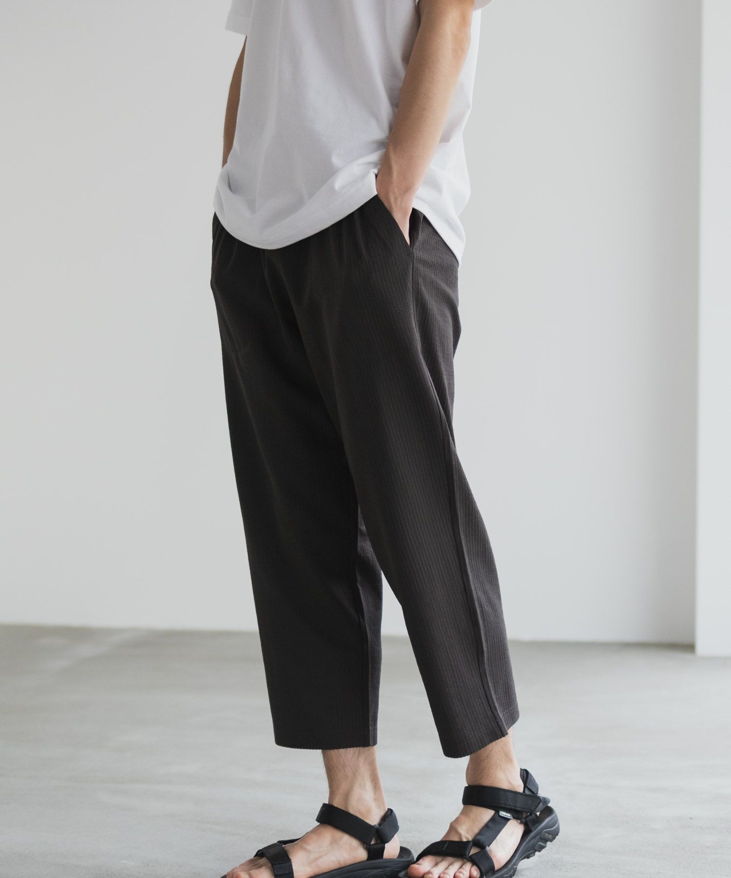 NAVY サッカー生地 アンクルパンツ メンズ